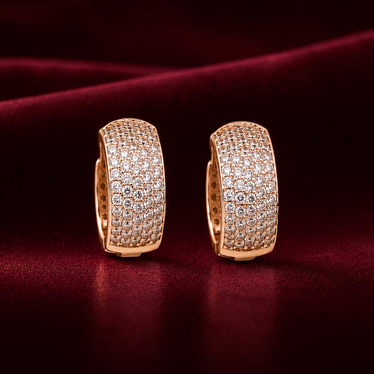 Forevershine Rose Gold Alloy American Diamond Cubic Zirconia Minimal Classic Modern Hoop Earrings For Women & Girls Fashion Jewellery, Party, Wedding Gift