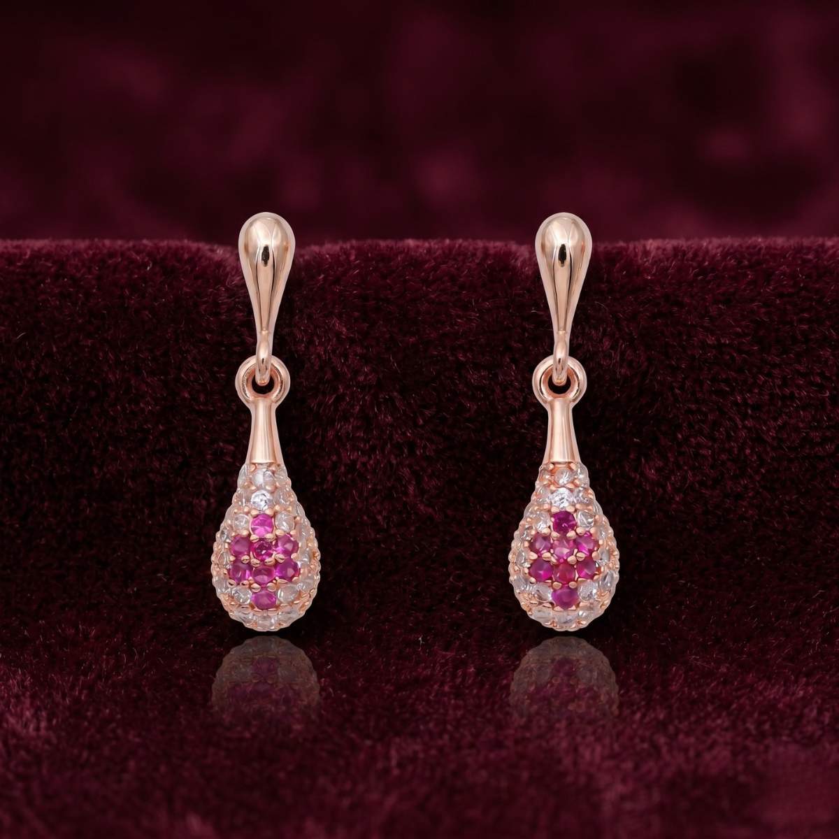 Forevershine Rose Gold & White Alloy American Diamond Cubic Zirconia Floral Minimal Drop Stud Earrings For Women & Girls Fashion Jewellery, Party, Wedding Gift