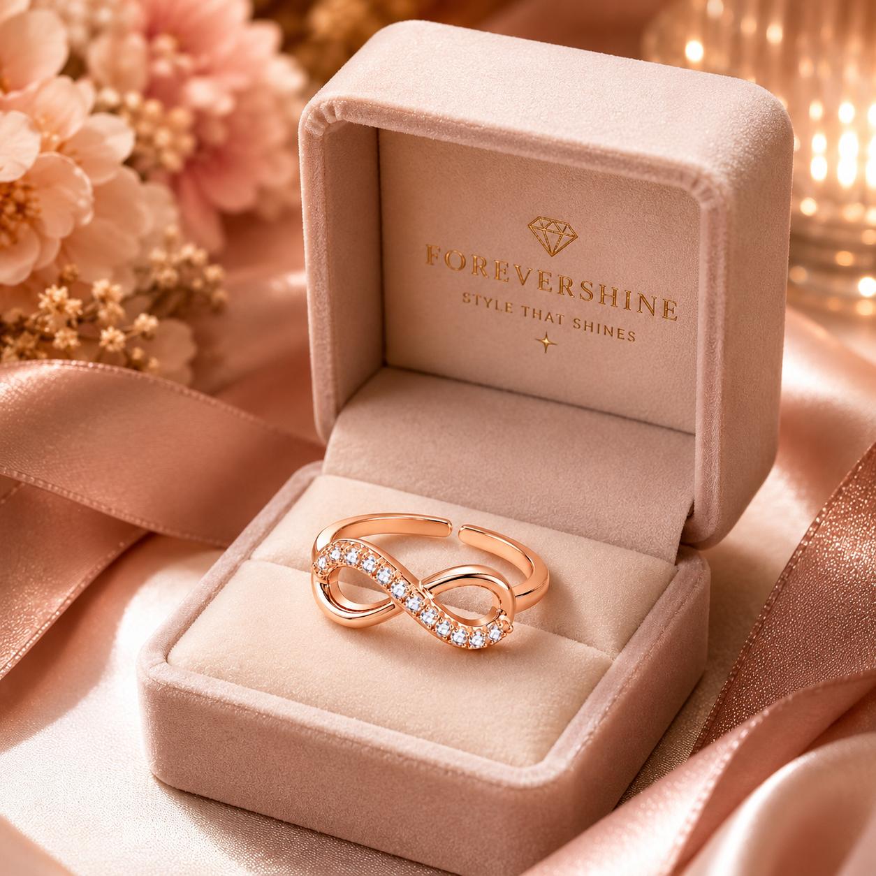 Rose Gold Infinity Adjustable Ring - Image 3