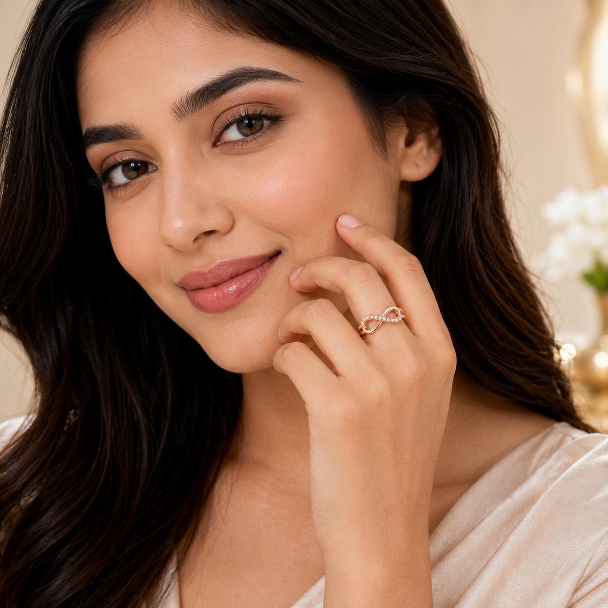 Rose Gold Infinity Adjustable Ring - Image 4