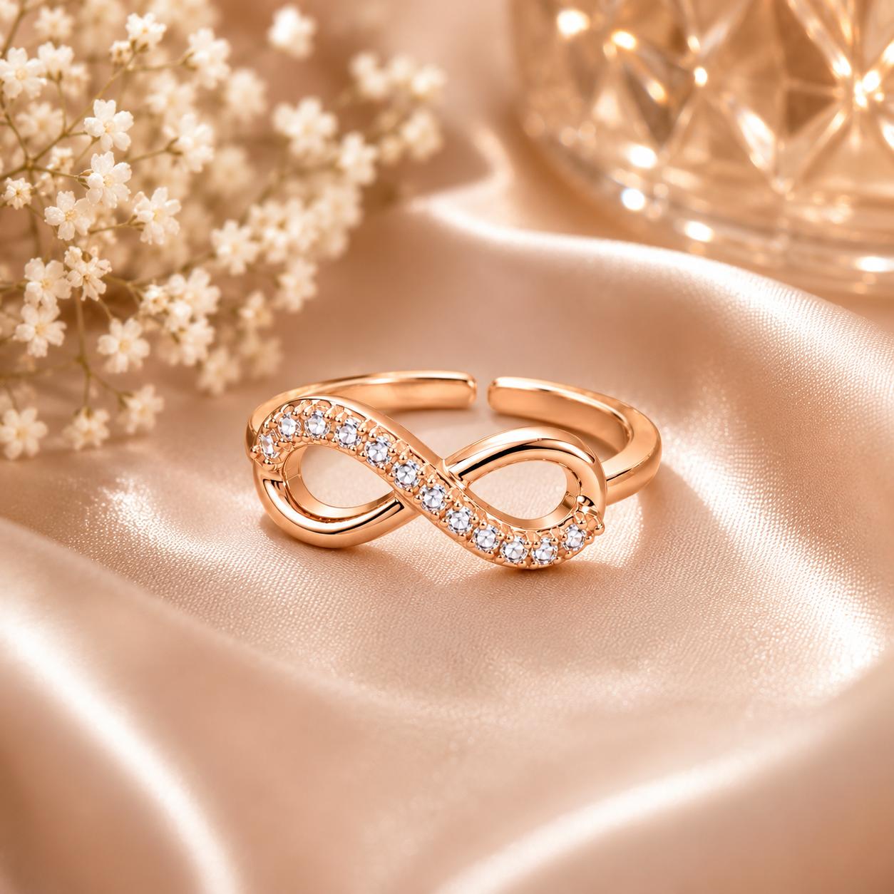 Rose Gold Infinity Adjustable Ring - Image 2