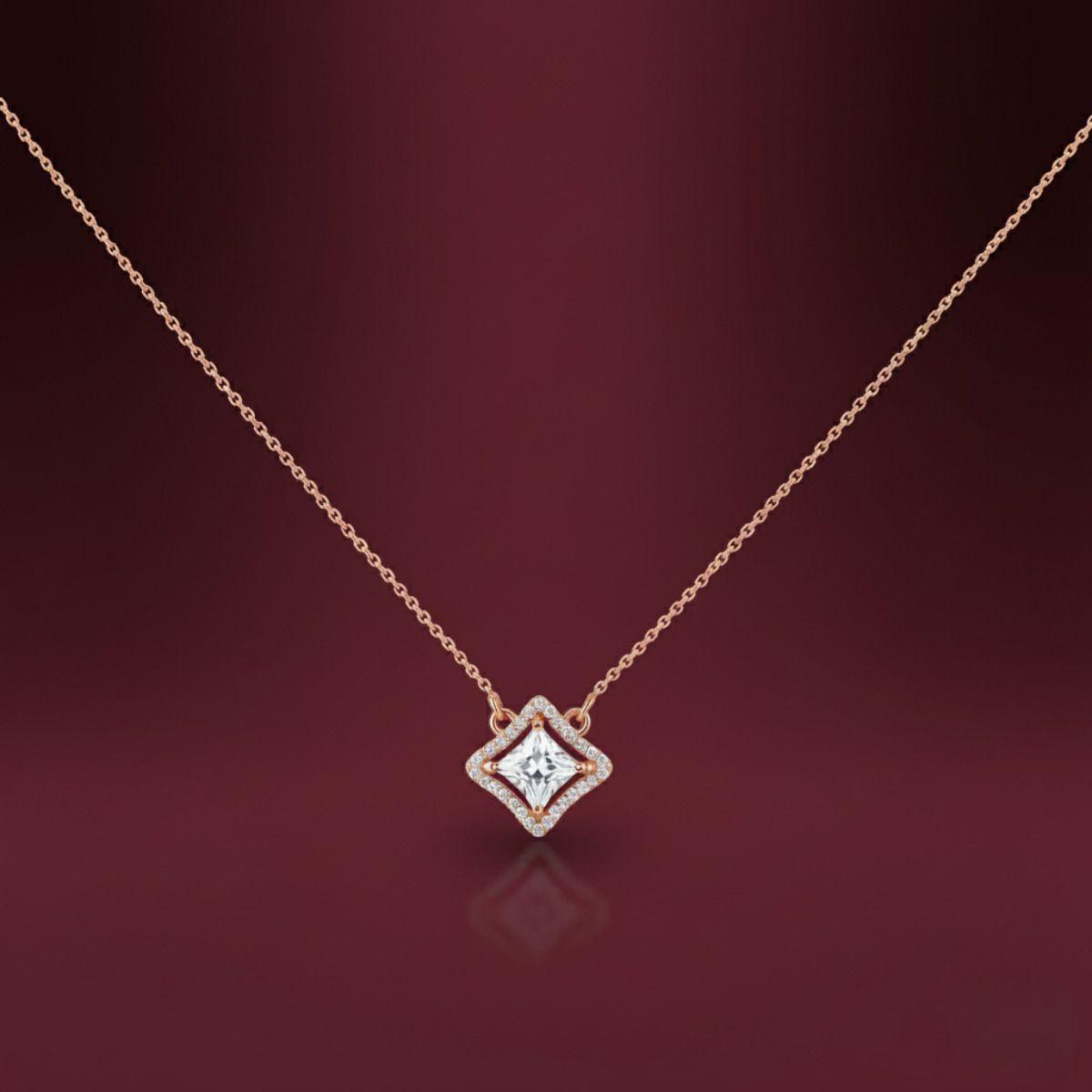 Forevershine Rose Gold Plated Cz Square Pendant Necklace For Women With Cubic Zirconia Stones | Elegant Chain Jewelry Stylish Wear Party Gift For Girls Birthday Anniversary Accessory - Image 4