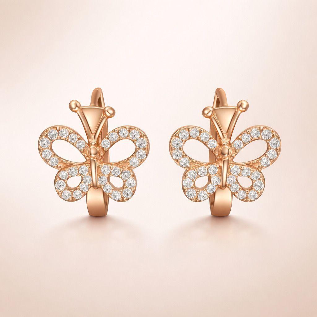 Forevershine Exquisite Rose Gold Butterfly Earrings | Timeless Elegance Luxury Craftsmanship And Nature Inspired Beauty Symbolic | Meaning Of Butterflies, Luxurious Rose Gold Craftsmanship - Image 3