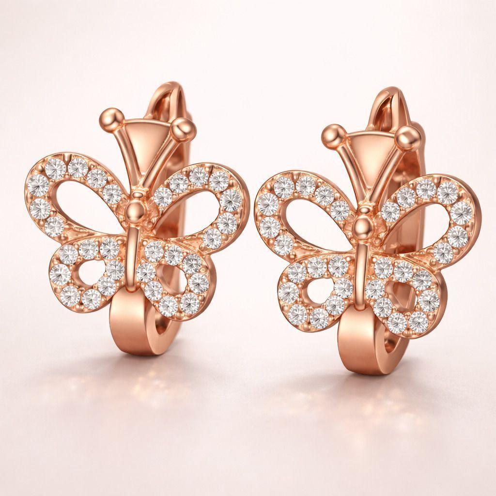 Forevershine Exquisite Rose Gold Butterfly Earrings | Timeless Elegance Luxury Craftsmanship And Nature Inspired Beauty Symbolic | Meaning Of Butterflies, Luxurious Rose Gold Craftsmanship