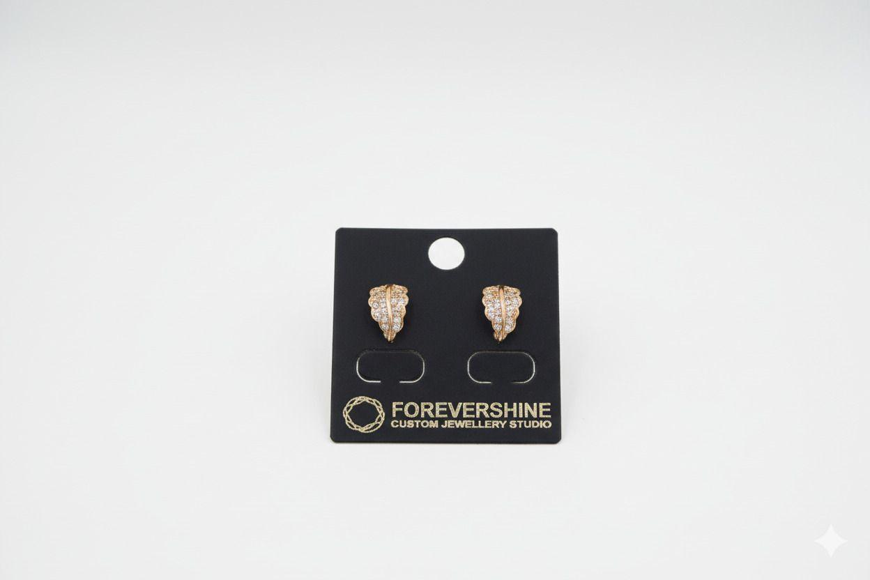 Forevershine's Rose Gold Hoop Earrings With Cubic Zirconia, Leaf Design, Huggie Style - Image 5