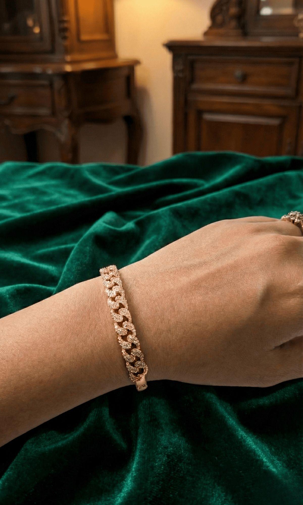Forevershine Chain Link Bracelet Kada, Rose Gold, Alloy, Women & Girls, American Diamond Studded, Contemporary, Free Size With Hidden Safety Clasp - Image 3