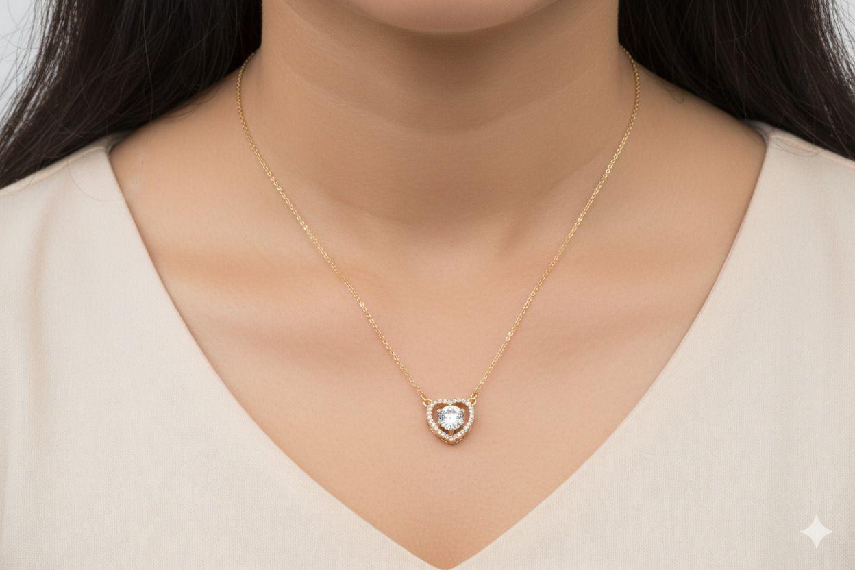Forevershine Rose Gold Plated Cz Heart Pendant Necklace For Women With Cubic Zirconia Stone | Elegant Chain Jewelry Stylish Wear Party Gift For Girls Birthday Anniversary Accessory - Image 2