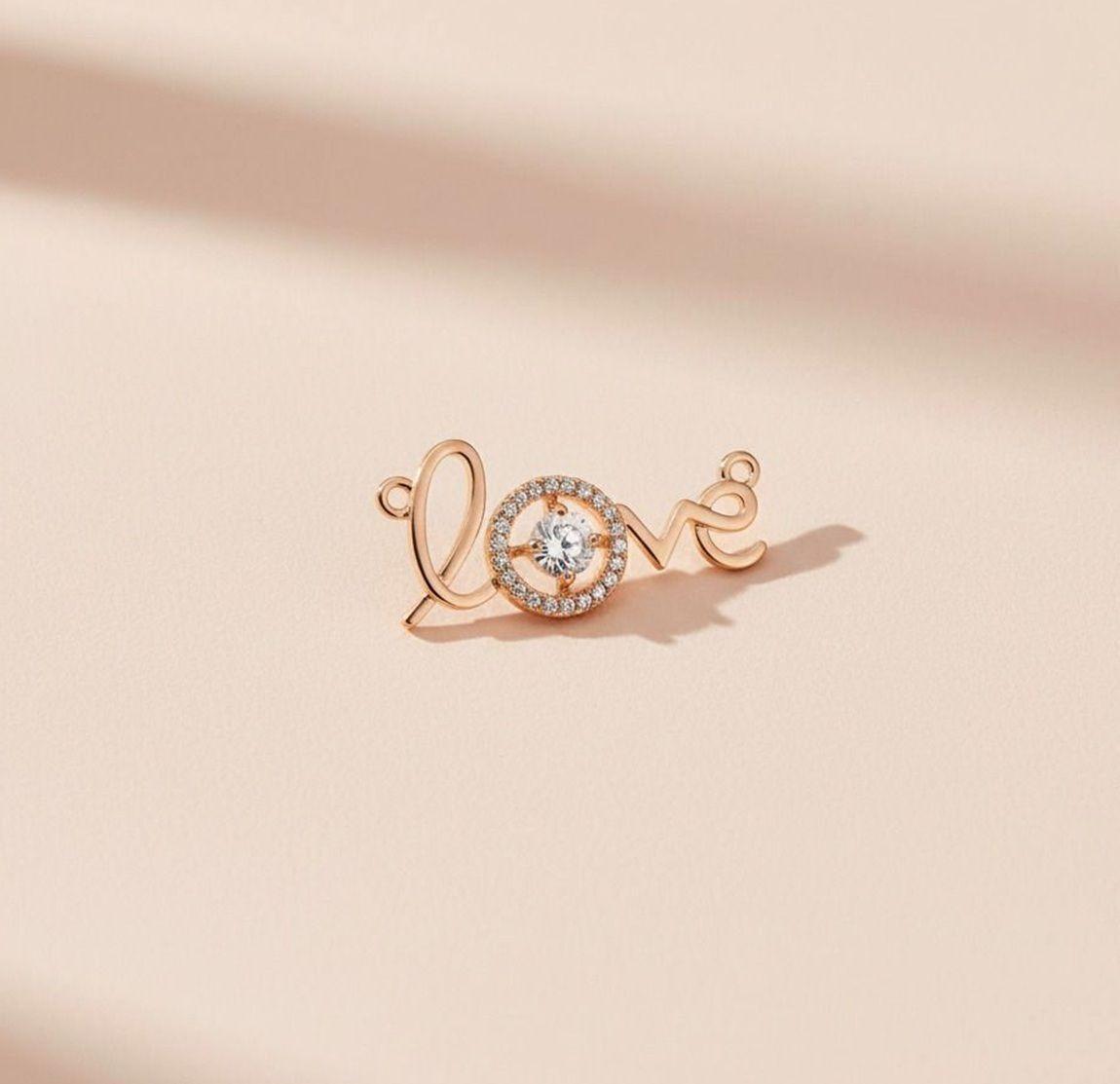 Forevershine Rose Gold Ad Cz Love Pendant Necklace For Women | Crystal Stone Chain Lightweight | Stylish Anti Tarnish Hypoallergenic Jewellery Gift For Her Girls