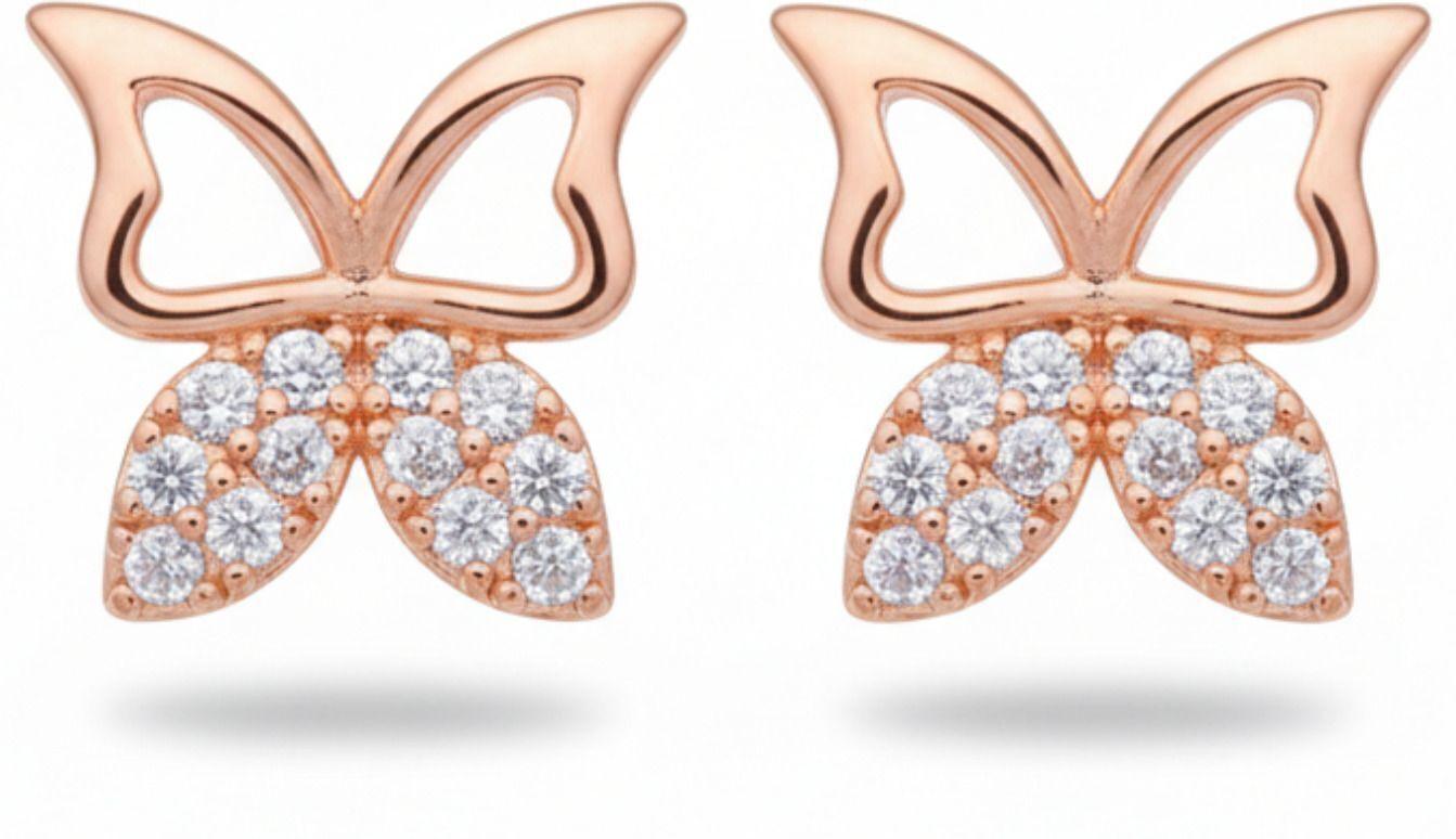 Forevershine Anti Tarnish Rose Gold Butterfly Stud Earrings With Cubic Zirconia Stones|lightweight|gift For Her|skin Friendly & Hypoallergenic|stylish Jewelry For Women & Girls - Image 3