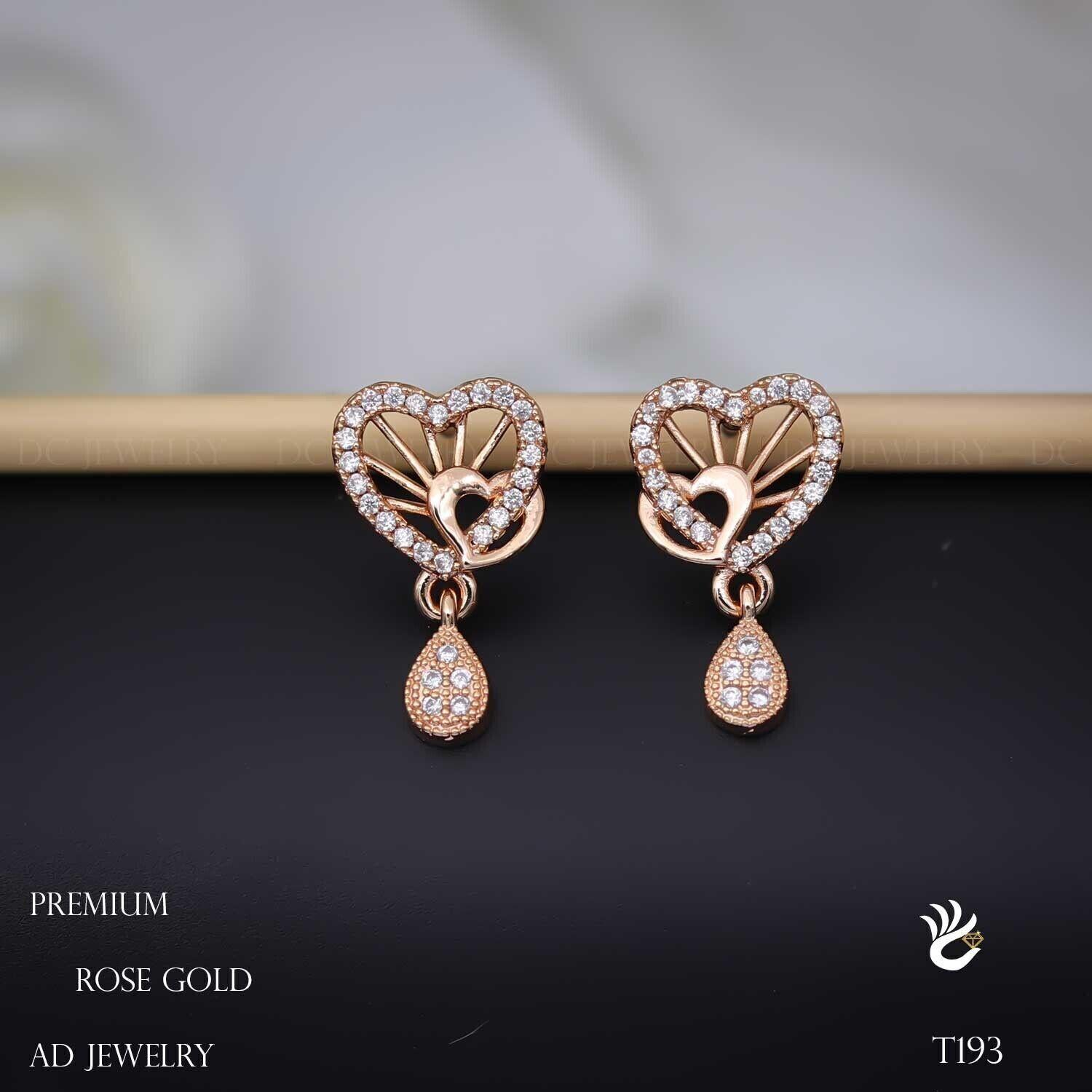 Forevershine Anti Tarnish Rose Gold Heart Drop Earrings With Diamonds, Teardrop Dangle Design|lightweight|gift For Her|skin Friendly & Hypoallergenic|stylish Jewelry For Women & Girls - Image 3