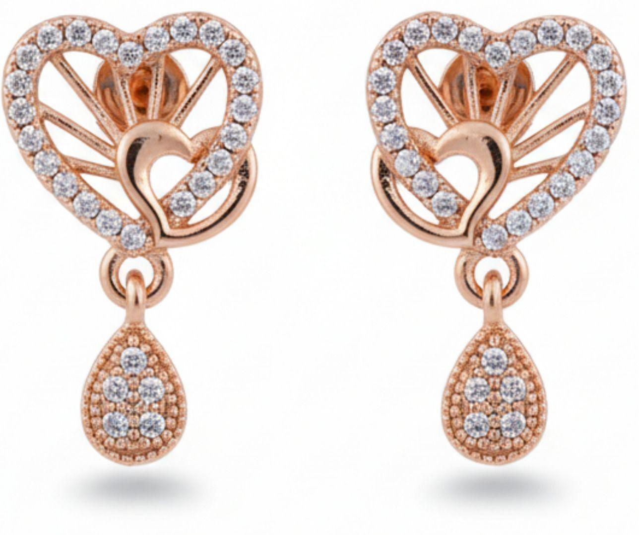 Forevershine Anti Tarnish Rose Gold Heart Drop Earrings With Diamonds, Teardrop Dangle Design|lightweight|gift For Her|skin Friendly & Hypoallergenic|stylish Jewelry For Women & Girls - Image 4