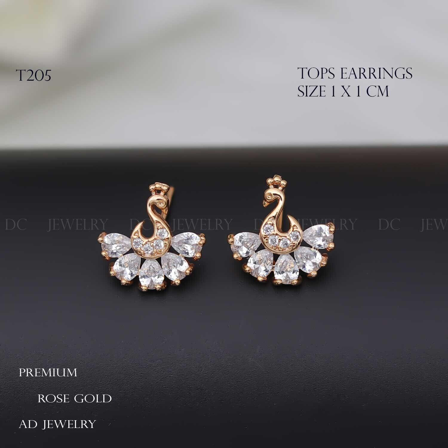 Forevershine Anti Tarnish Rose Gold Peacock Stud Earrings With Cubic Zirconia Stones, Fashion Jewelry|lightweight|gift For Her|skin Friendly & Hypoallergenic|stylish Jewelry For Women & Girls - Image 3