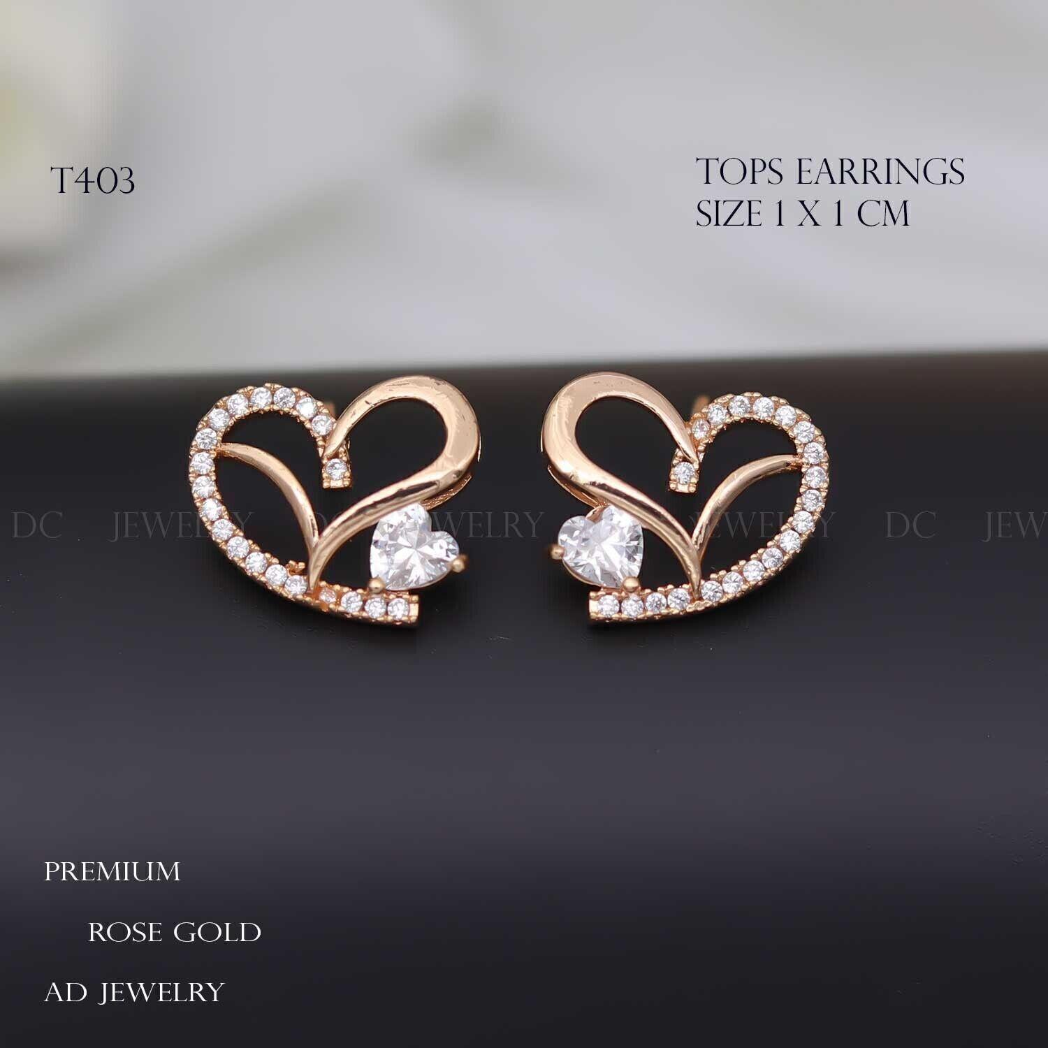 Forevershine Anti Tarnish Rose Gold Heart Stud Earrings With Cubic Zirconia, Double Heart Design|lightweight|gift For Her|skin Friendly & Hypoallergenic|stylish Jewelry For Women & Girls - Image 3