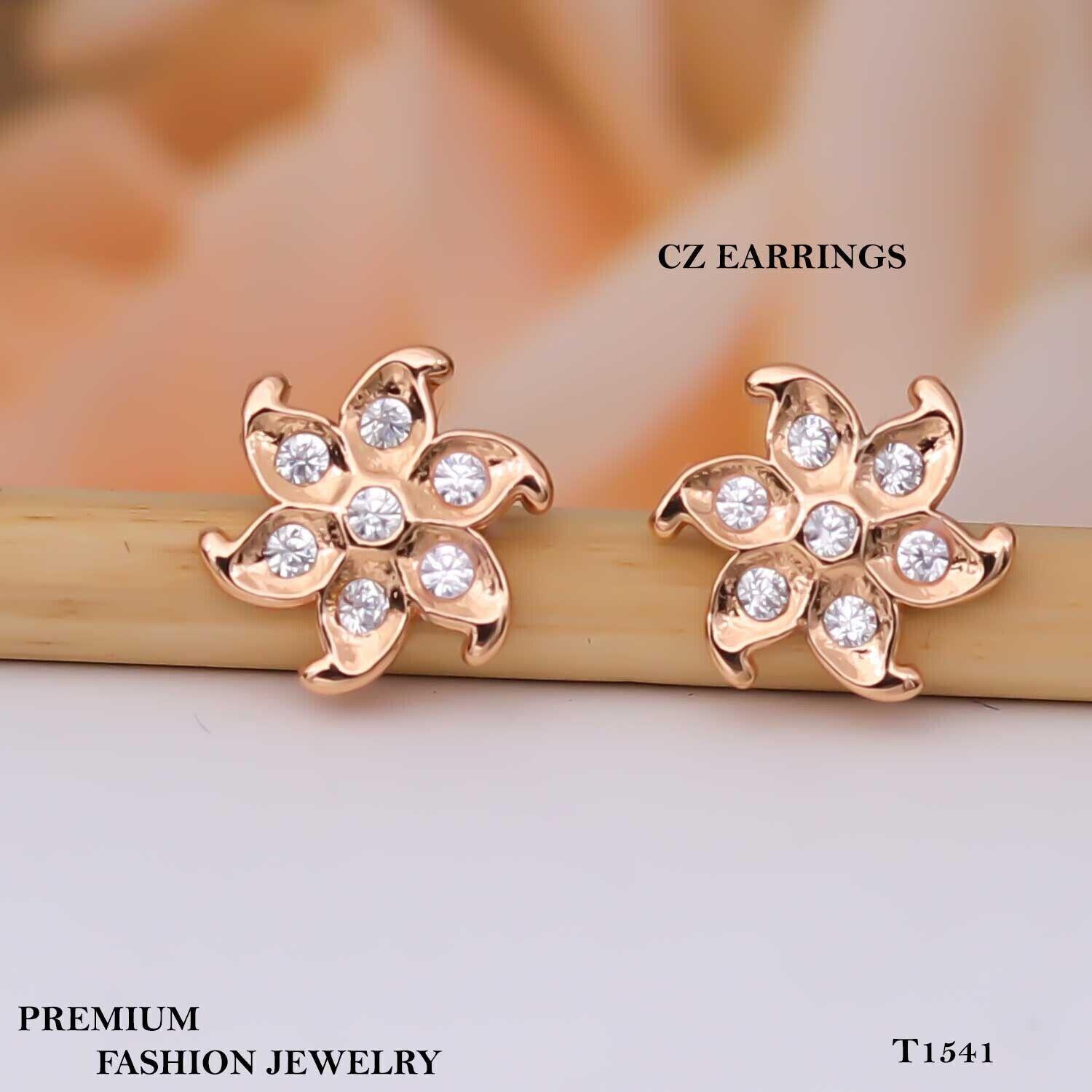 Forevershine Anti Tarnish Rose Gold Flower Stud Earrings With Crystal Stones, Pinwheel Design|lightweight|gift For Her|skin Friendly & Hypoallergenic|stylish Jewelry For Women & Girls - Image 3