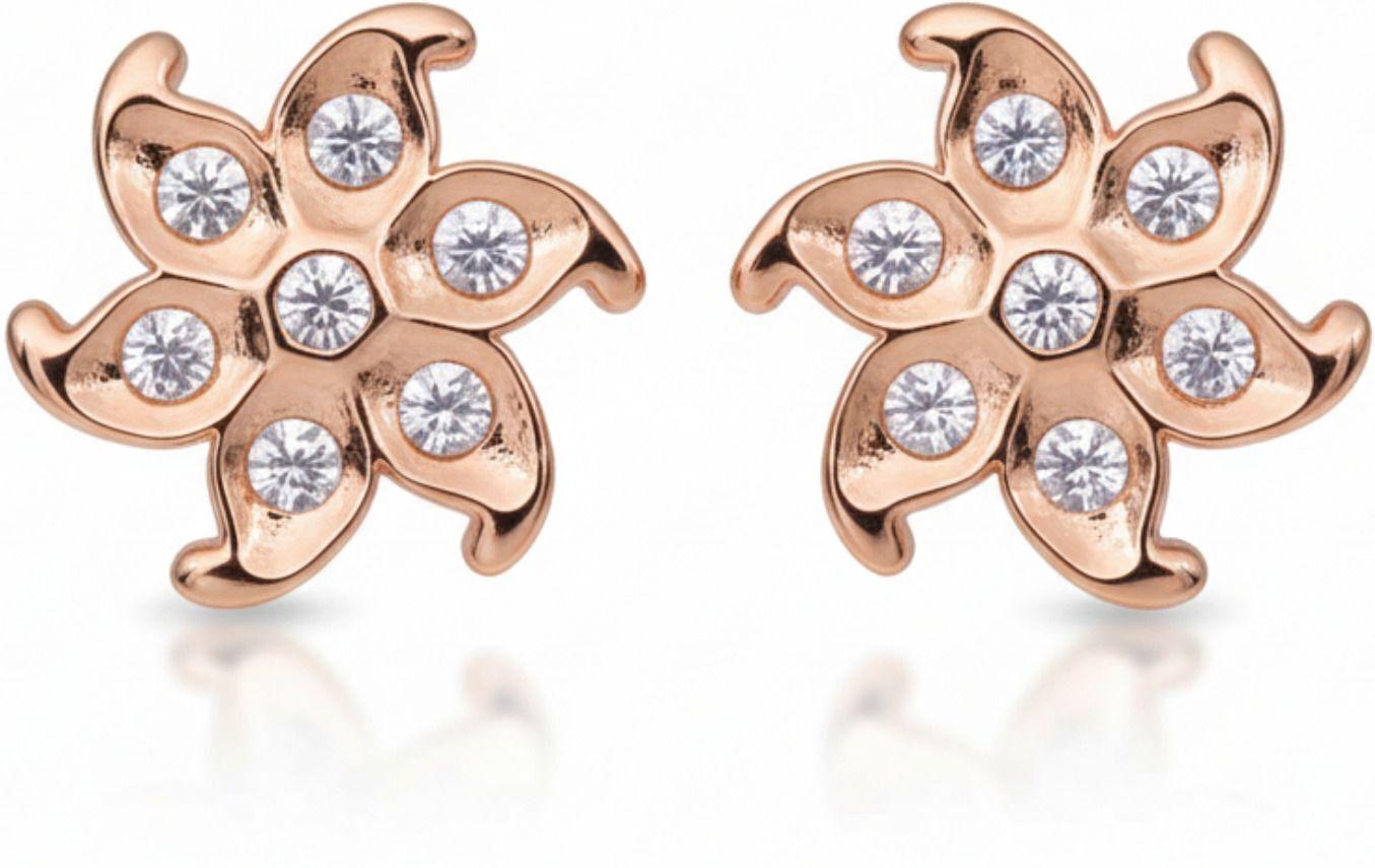 Forevershine Anti Tarnish Rose Gold Flower Stud Earrings With Crystal Stones, Pinwheel Design|lightweight|gift For Her|skin Friendly & Hypoallergenic|stylish Jewelry For Women & Girls - Image 4