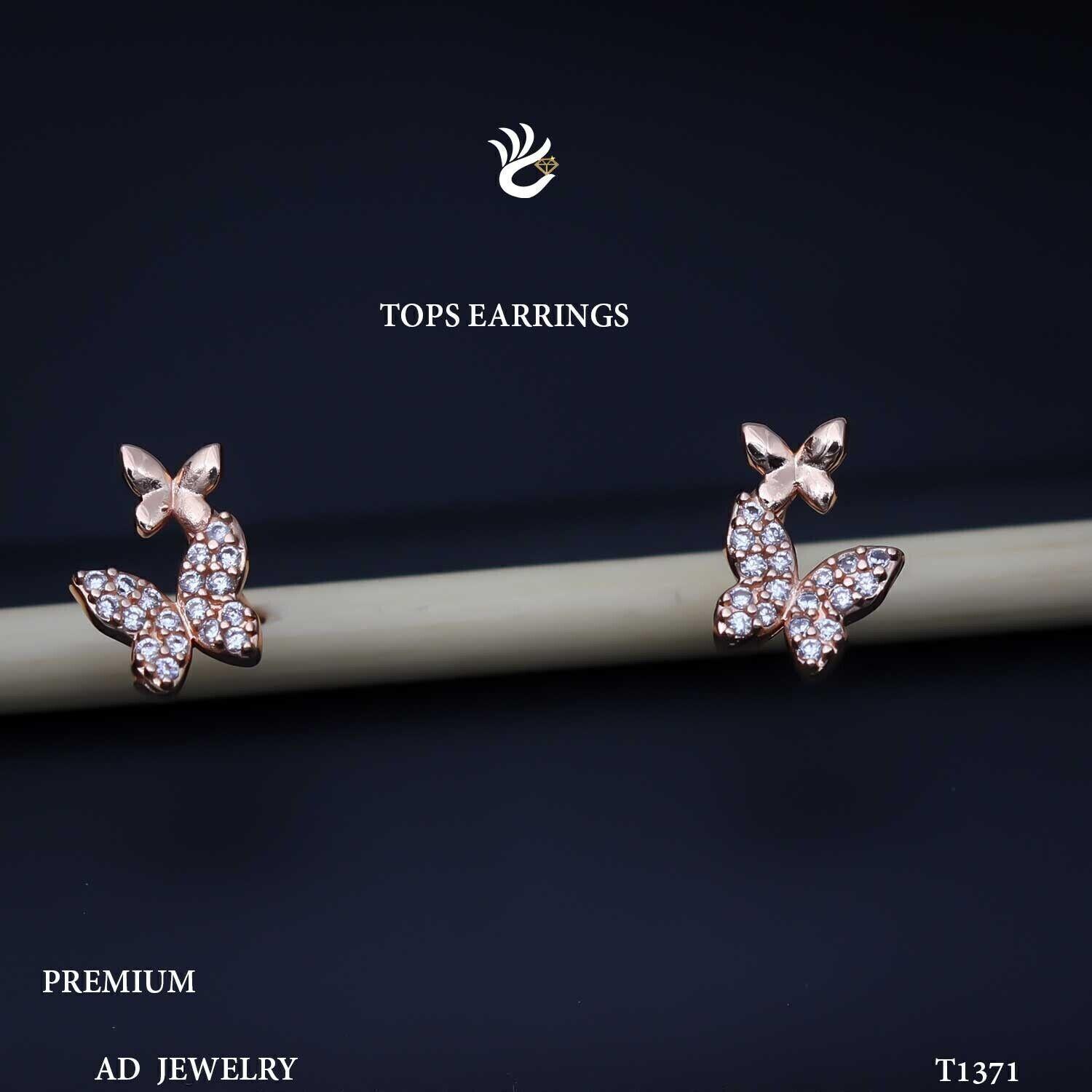 Forevershine Anti Tarnish Rose Gold Butterfly Stud Earrings With Crystal Stones, Double Butterfly Design|lightweight|gift For Her|skin Friendly & Hypoallergenic|stylish Jewelry For Women & Girls - Image 3