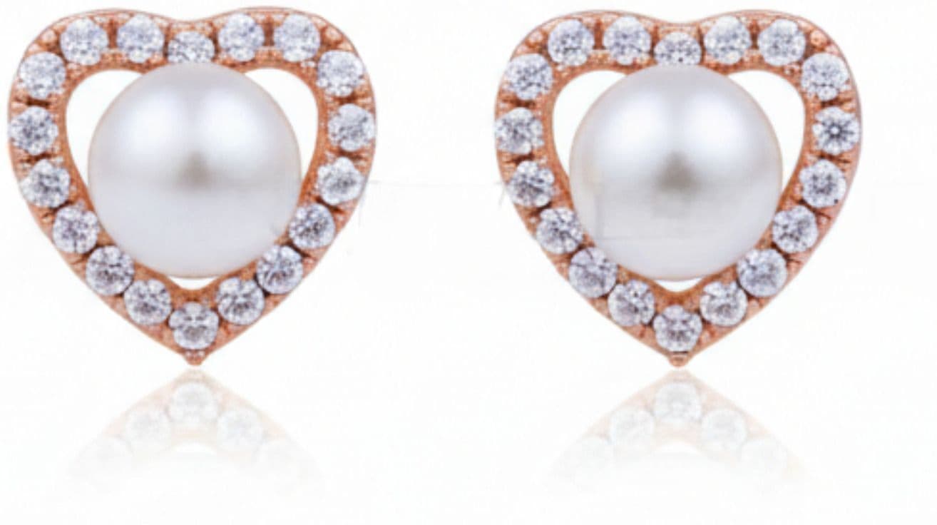 Forevershine Anti Tarnish Rose Gold Heart Stud Earrings With Pearl And Crystal, Elegant Design|lightweight|gift For Her|skin Friendly & Hypoallergenic|stylish Jewelry For Women & Girls - Image 4