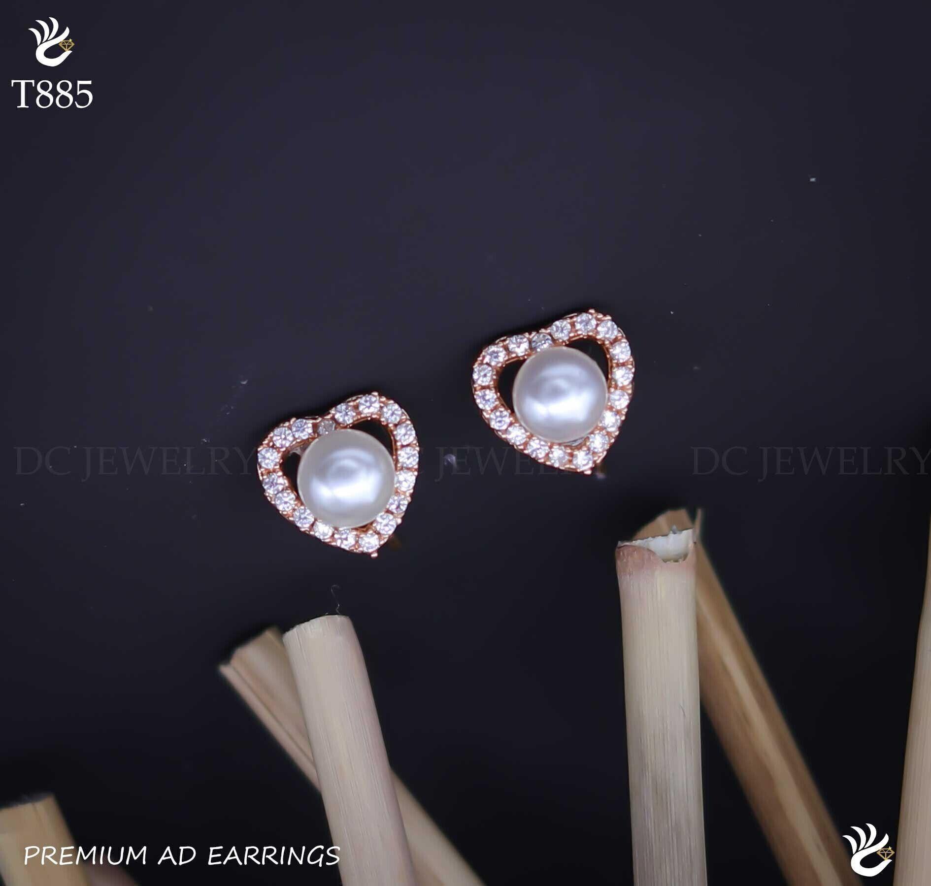 Forevershine Anti Tarnish Rose Gold Heart Stud Earrings With Pearl And Crystal, Elegant Design|lightweight|gift For Her|skin Friendly & Hypoallergenic|stylish Jewelry For Women & Girls - Image 3