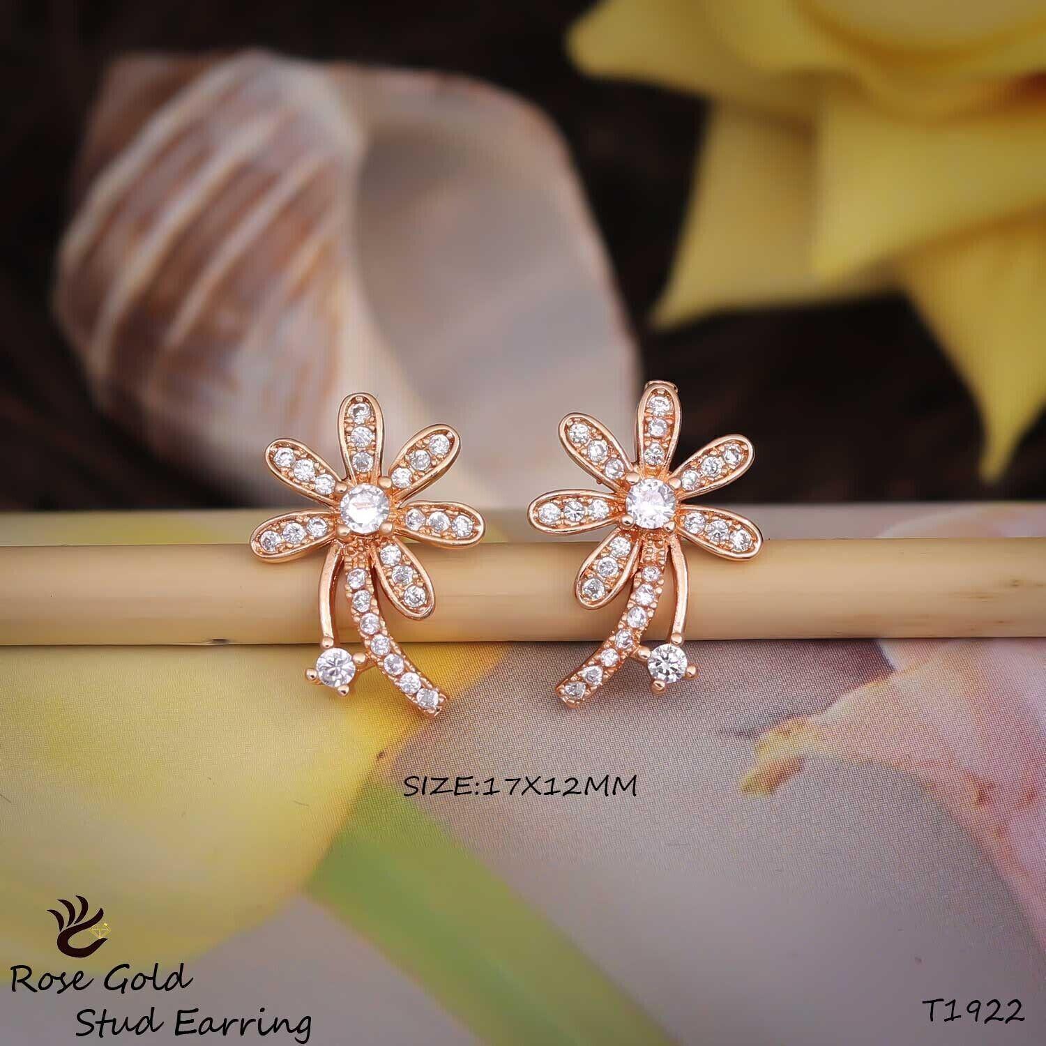 Forevershine Anti Tarnish Rose Gold Daisy Flower Stud Earrings With Cubic Zirconia, Crystal Embellished Floral Design|lightweight|gift For Her|for Women & Girls - Image 3
