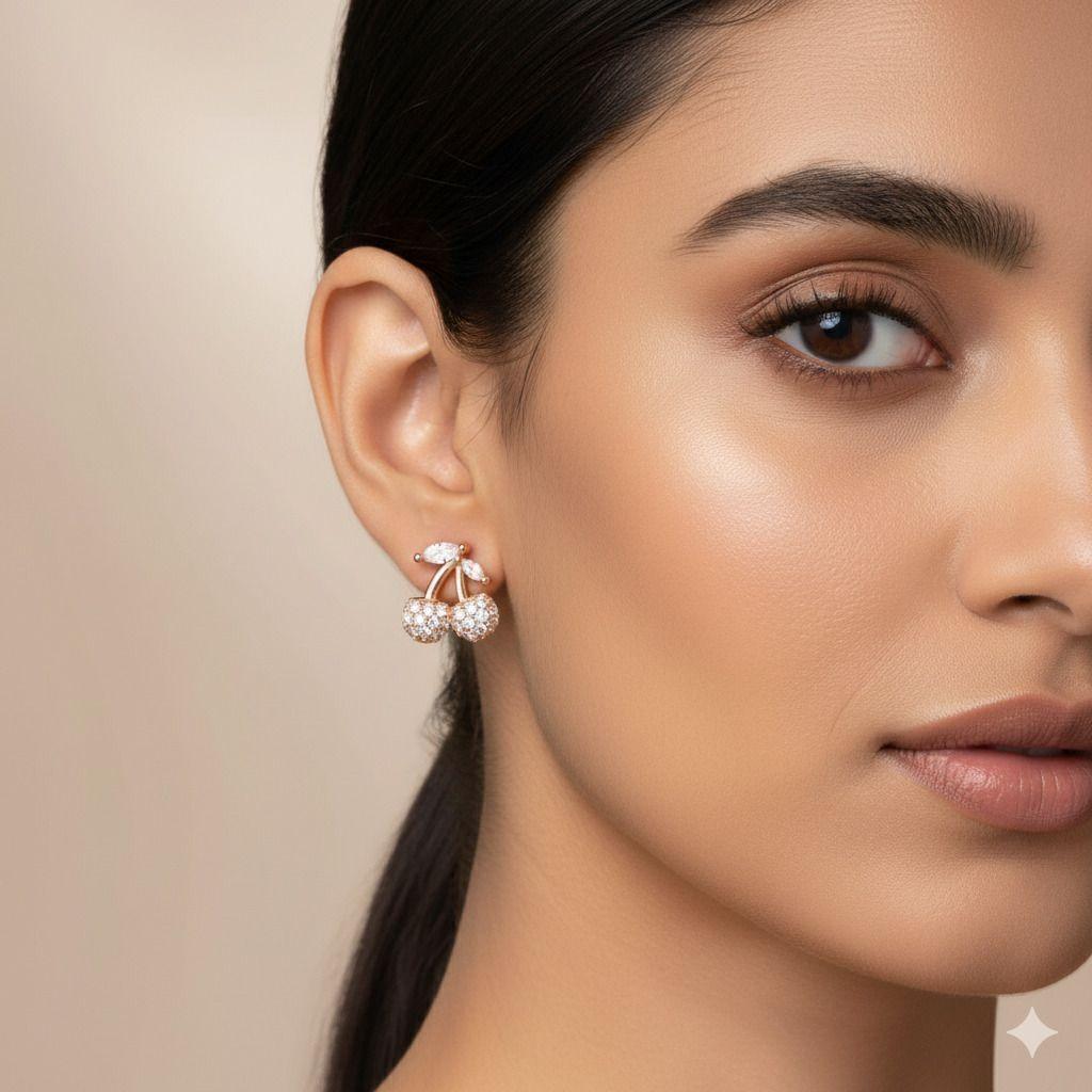 Forevershine Anti Tarnish Rose Gold Flower Stud Earrings, Marquise Cut Crystal Stones, Pave Setting|lightweight|gift For Her|skin Friendly & Hypoallergenic|stylish Jewelry For Women & Girls - Image 2