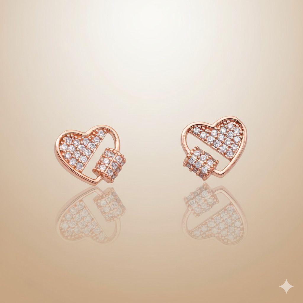 Forevershine Anti Tarnish Rose Gold Cherry Stud Earrings, Cubic Zirconia, Pave Setting, Fruit Design|lightweight|gift For Her|skin Friendly & Hypoallergenic|stylish Jewelry For Women & Girls