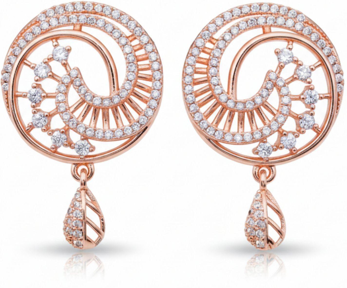 Forevershine Anti Tarnish Rose Gold Flower Stud Earrings, Cubic Zirconia Crystal, Floral Design,|lightweight|gift For Her|skin Friendly & Hypoallergenic|stylish Jewelry For Women & Girls - Image 4