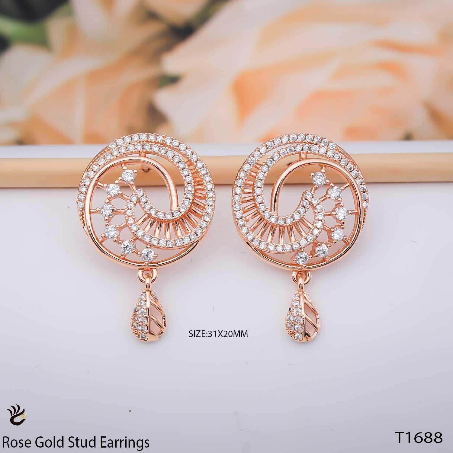 Forevershine Anti Tarnish Rose Gold Flower Stud Earrings, Cubic Zirconia Crystal, Floral Design,|lightweight|gift For Her|skin Friendly & Hypoallergenic|stylish Jewelry For Women & Girls - Image 3