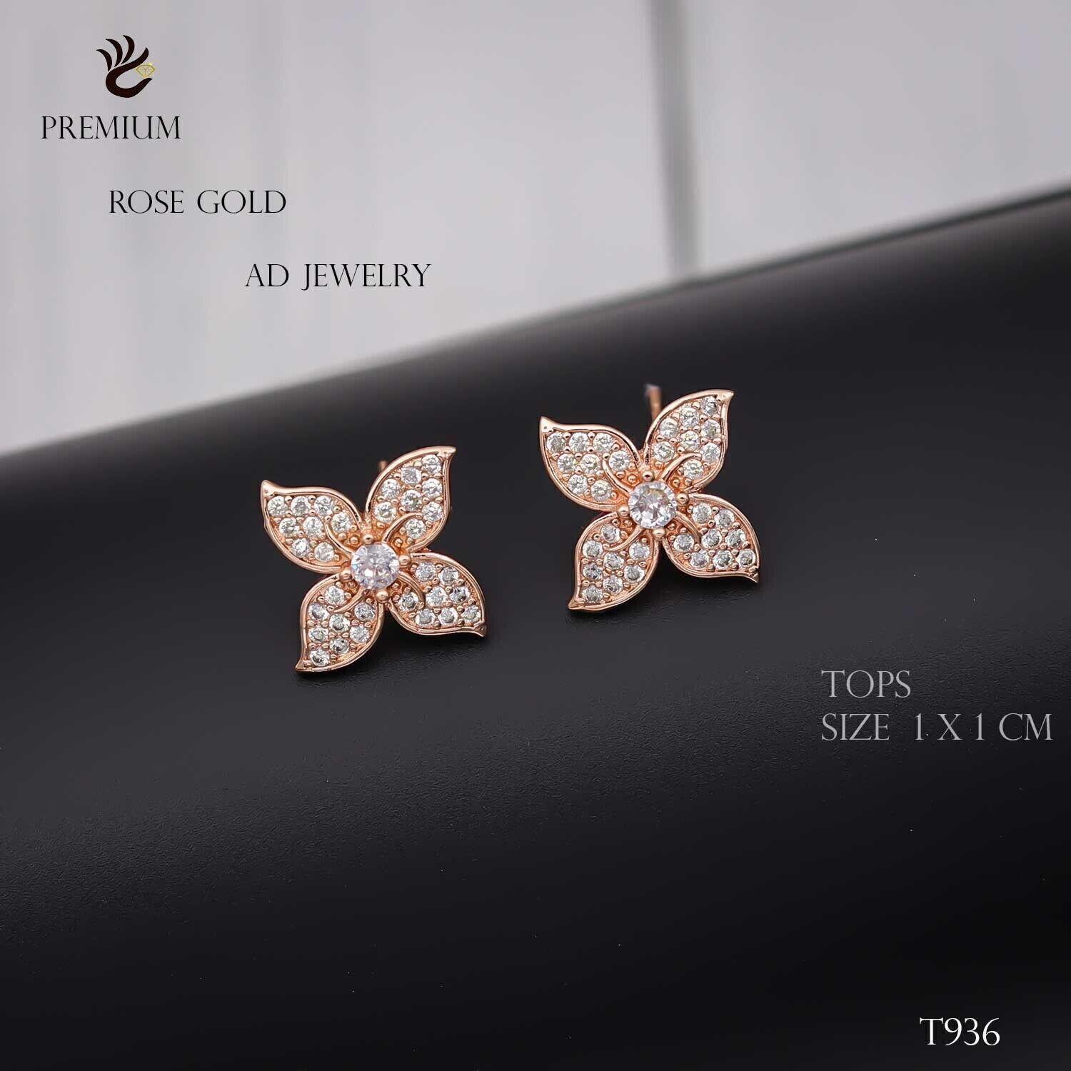 Forevershine Anti Tarnish Rose Gold Star Earrings, Cubic Zirconia Stud Earrings, Double Star Design,|lightweight|gift For Her|skin Friendly & Hypoallergenic|stylish Jewelry For Women & Girls - Image 3