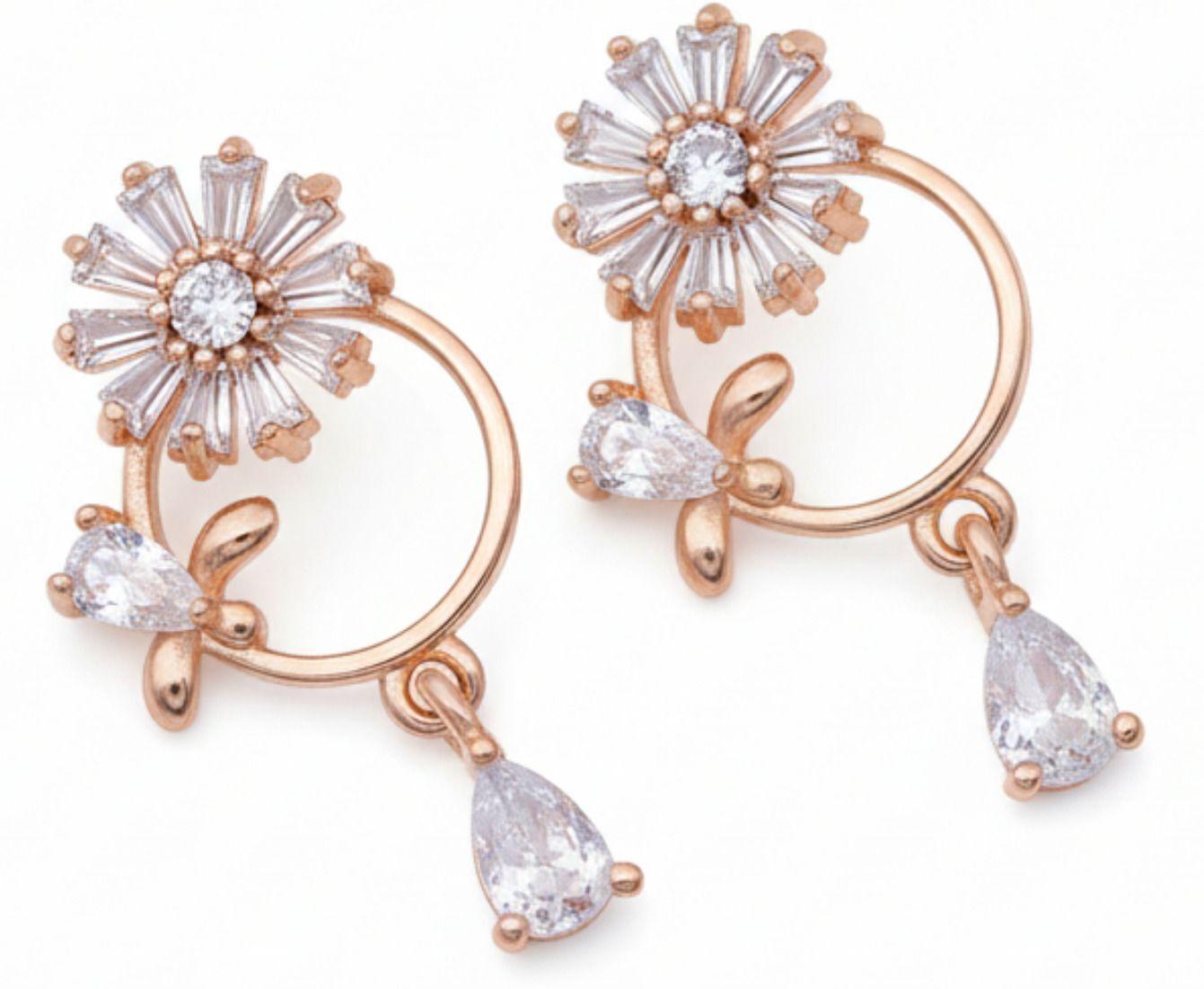 Forevershine Anti Tarnish Rose Gold Angel Wing Stud Earrings With Cubic Zirconia Stones | Lightweight Hypoallergenic Stylish Jewellery Gift For Women & Girls - Image 4