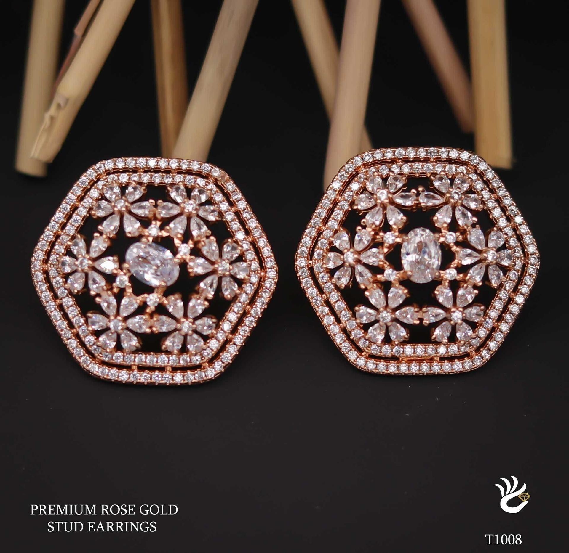 Forevershine Anti Tarnish Rose Gold Floral Drop Earrings, Cubic Zirconia, Teardrop Dangle, Stud Style|lightweight|gift For Her|skin Friendly & Hypoallergenic|stylish Jewelry For Women & Girls - Image 3