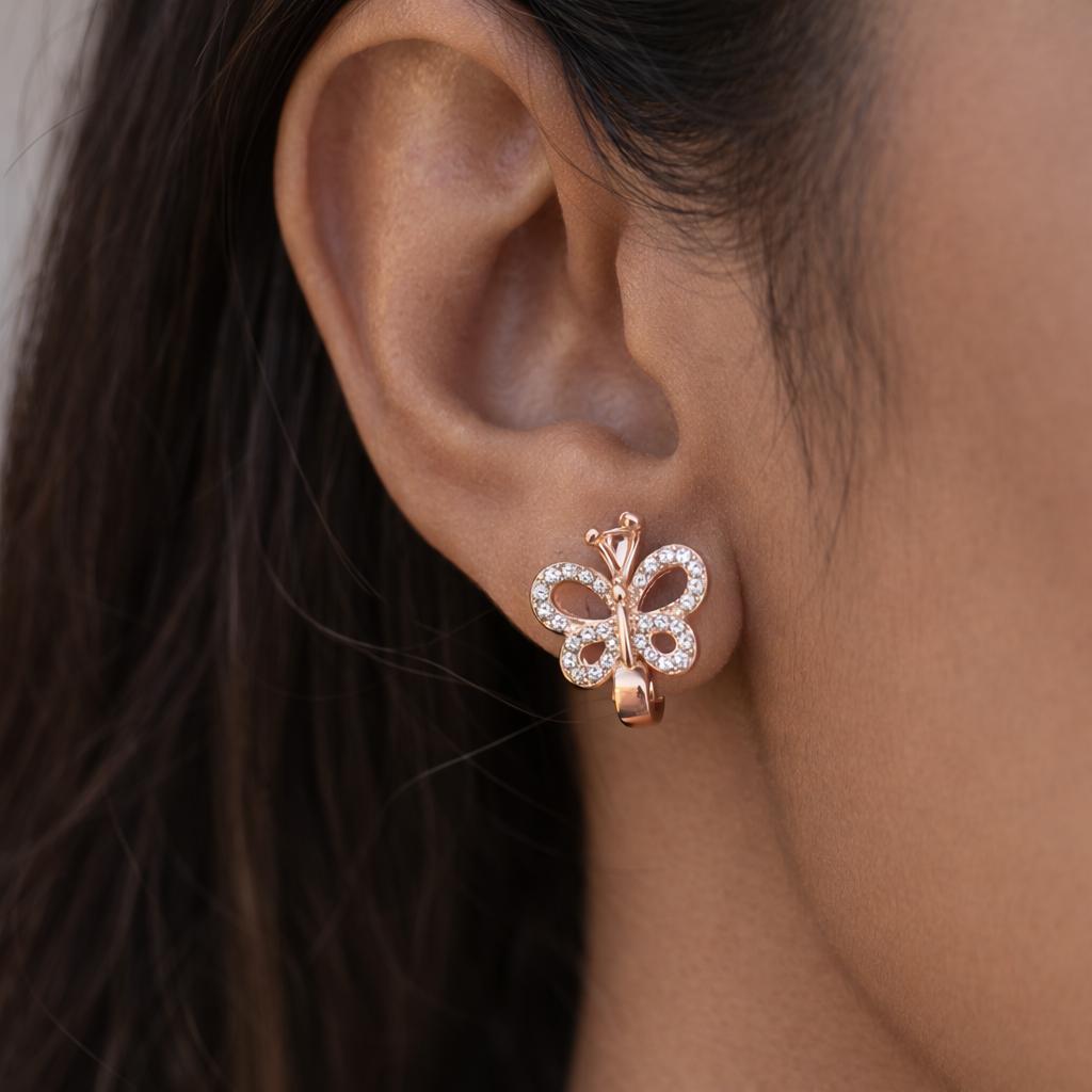 Forevershine Exquisite Rose Gold Butterfly Earrings | Timeless Elegance Luxury Craftsmanship And Nature Inspired Beauty Symbolic | Meaning Of Butterflies, Luxurious Rose Gold Craftsmanship - Image 2