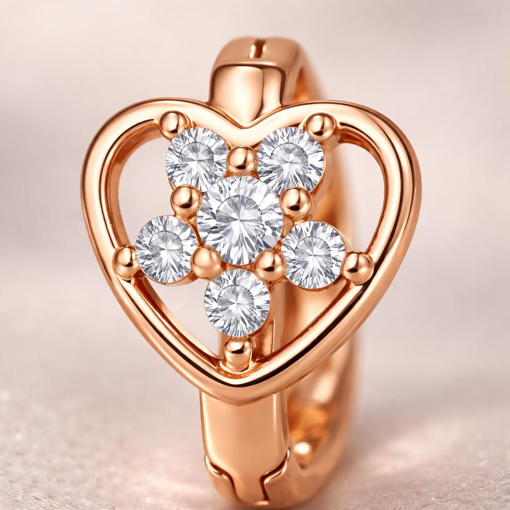 Forevershine Luxury Romantic Heart Shaped Diamond Accent Rose Gold Hinged Earrings | Elegant Sparkling Love Inspired Fine Jewelry Gift | Anniversary Birthday Valentine Jewelry For Women - Image 2