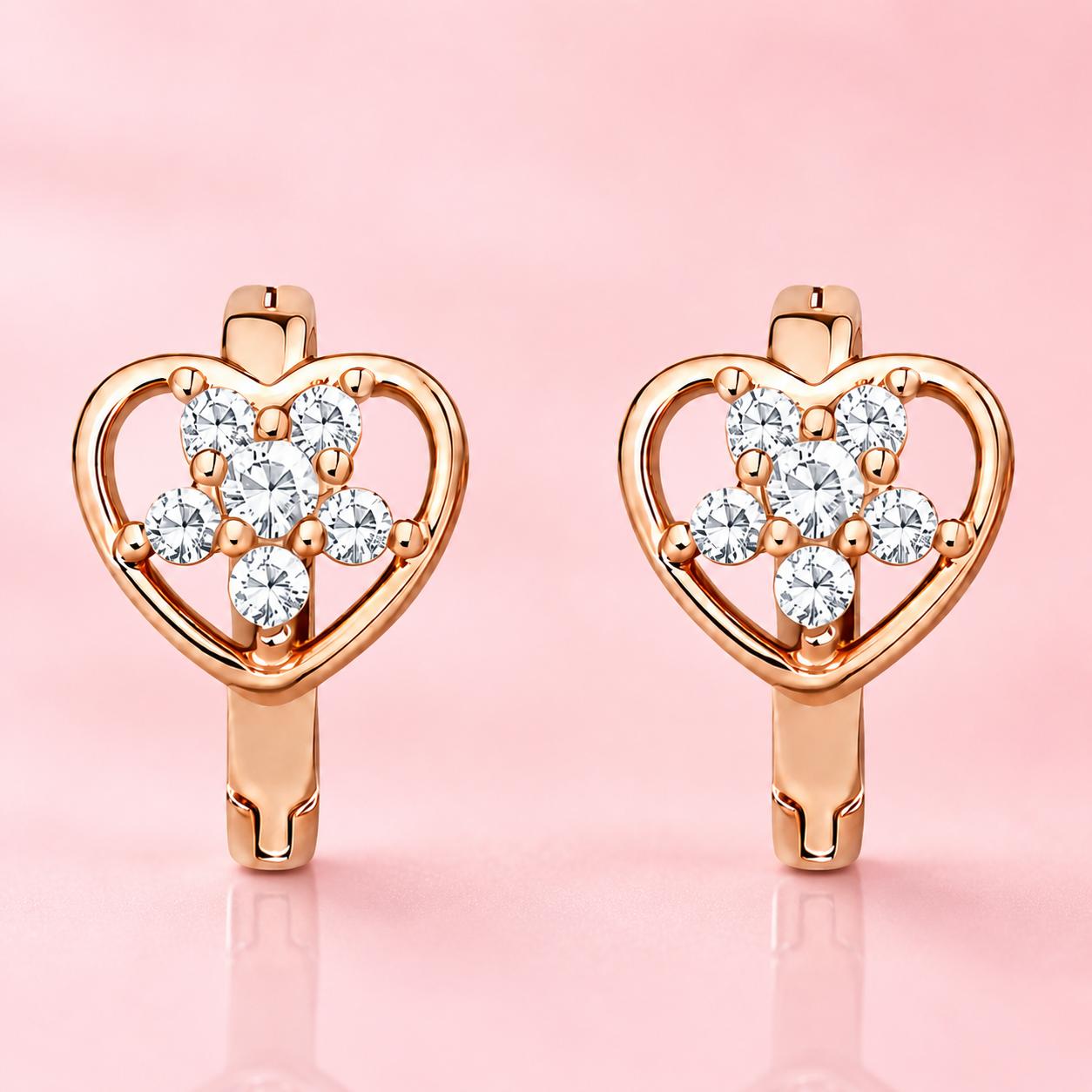 Forevershine Luxury Romantic Heart Shaped Diamond Accent Rose Gold Hinged Earrings | Elegant Sparkling Love Inspired Fine Jewelry Gift | Anniversary Birthday Valentine Jewelry For Women - Image 5