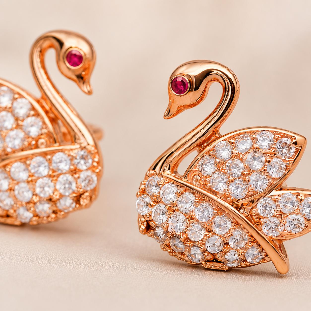 Forevershine Anti Tarnish Rose Gold Peacock Stud Earrings With Cubic Zirconia Stones, Fashion Jewelry|lightweight|gift For Her|skin Friendly & Hypoallergenic|stylish Jewelry For Women & Girls - Image 5