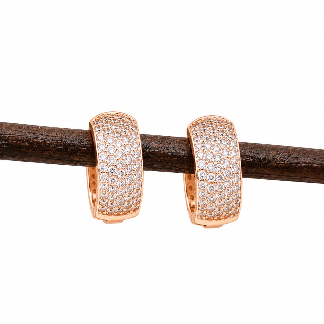 Forevershine Rose Gold Alloy American Diamond Cubic Zirconia Minimal Classic Modern Hoop Earrings For Women & Girls Fashion Jewellery, Party, Wedding Gift - Image 7
