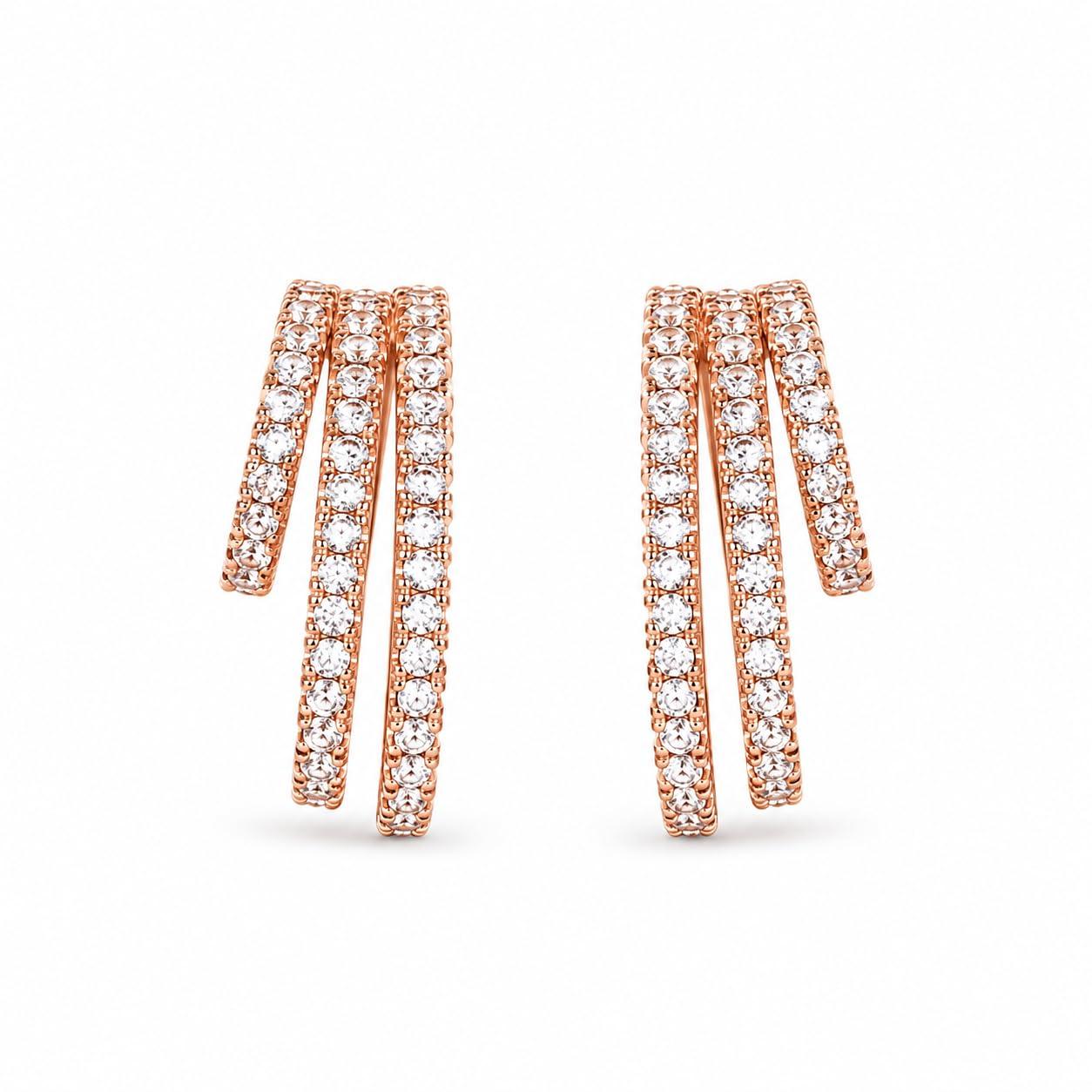 Forevershine Rose Gold Alloy American Diamond Cubic Zirconia Minimal Traditional Western Hoop Earrings For Women & Girls Fashion Jewellery, Party, Wedding Gift - Image 7