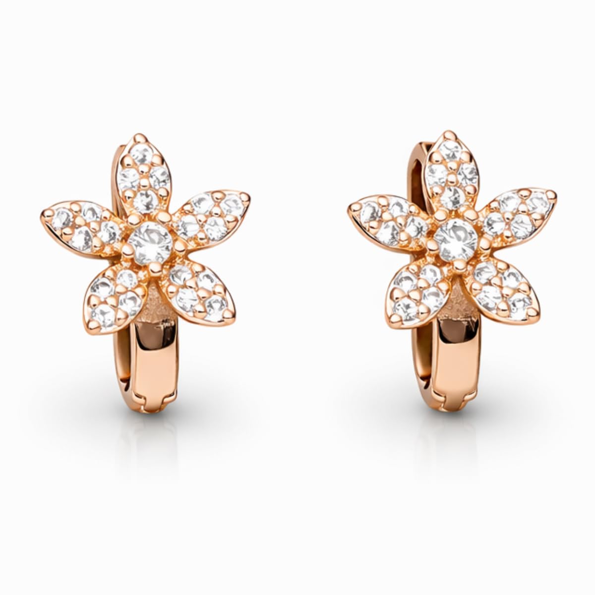 Forevershine Rose Gold Alloy American Diamond Cubic Zirconia Floral Minimal Modern Hoop Earrings For Women & Girls Fashion Jewellery, Party, Wedding Gift - Image 7