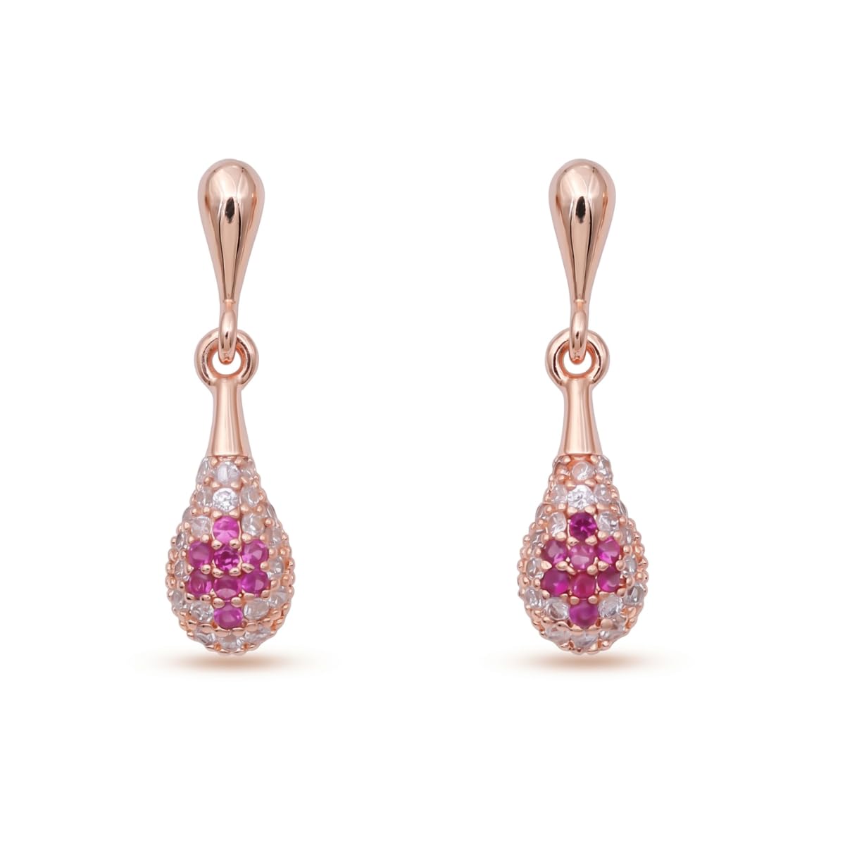 Forevershine Rose Gold & White Alloy American Diamond Cubic Zirconia Floral Minimal Drop Stud Earrings For Women & Girls Fashion Jewellery, Party, Wedding Gift - Image 9