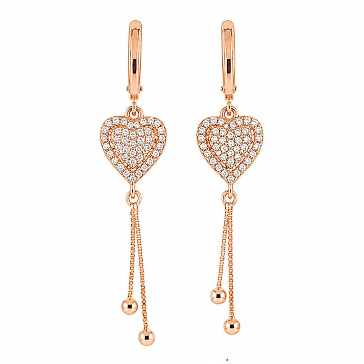 Forevershine Rose Gold Alloy American Diamond Cubic Zirconia Heart Minimal Drop Hoop Earrings For Women & Girls Fashion Jewellery, Party, Wedding Gift - Image 8