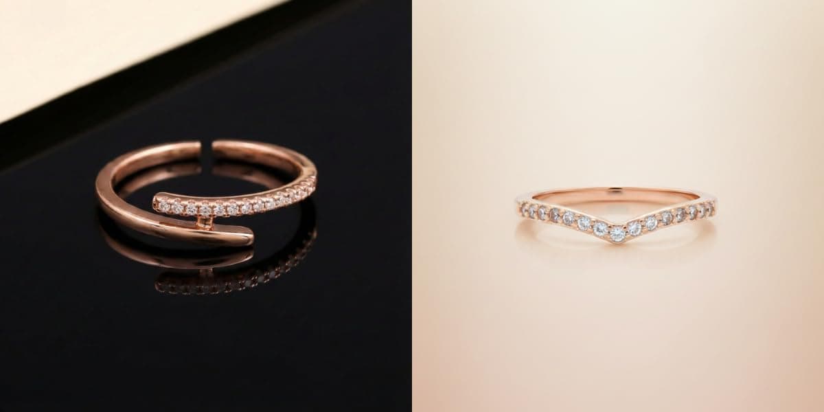 Forevershine Rose Gold Rose Gold Plated American Diamond Cubic Zirconia Minimal Modern Traditional Adjustable Ring For Women & Girls Fashion Jewellery, Party, Wedding Gift - Image 2