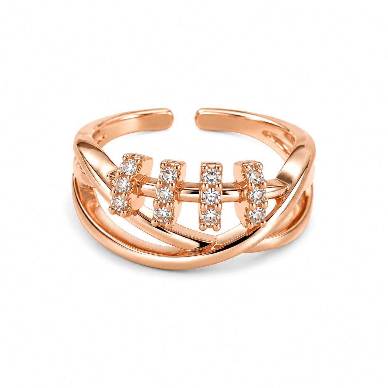 Forevershine Rose Gold Alloy American Diamond Cubic Zirconia Geometric Minimal Round Adjustable Ring For Women & Girls Fashion Jewellery, Party, Wedding Gift - Image 8