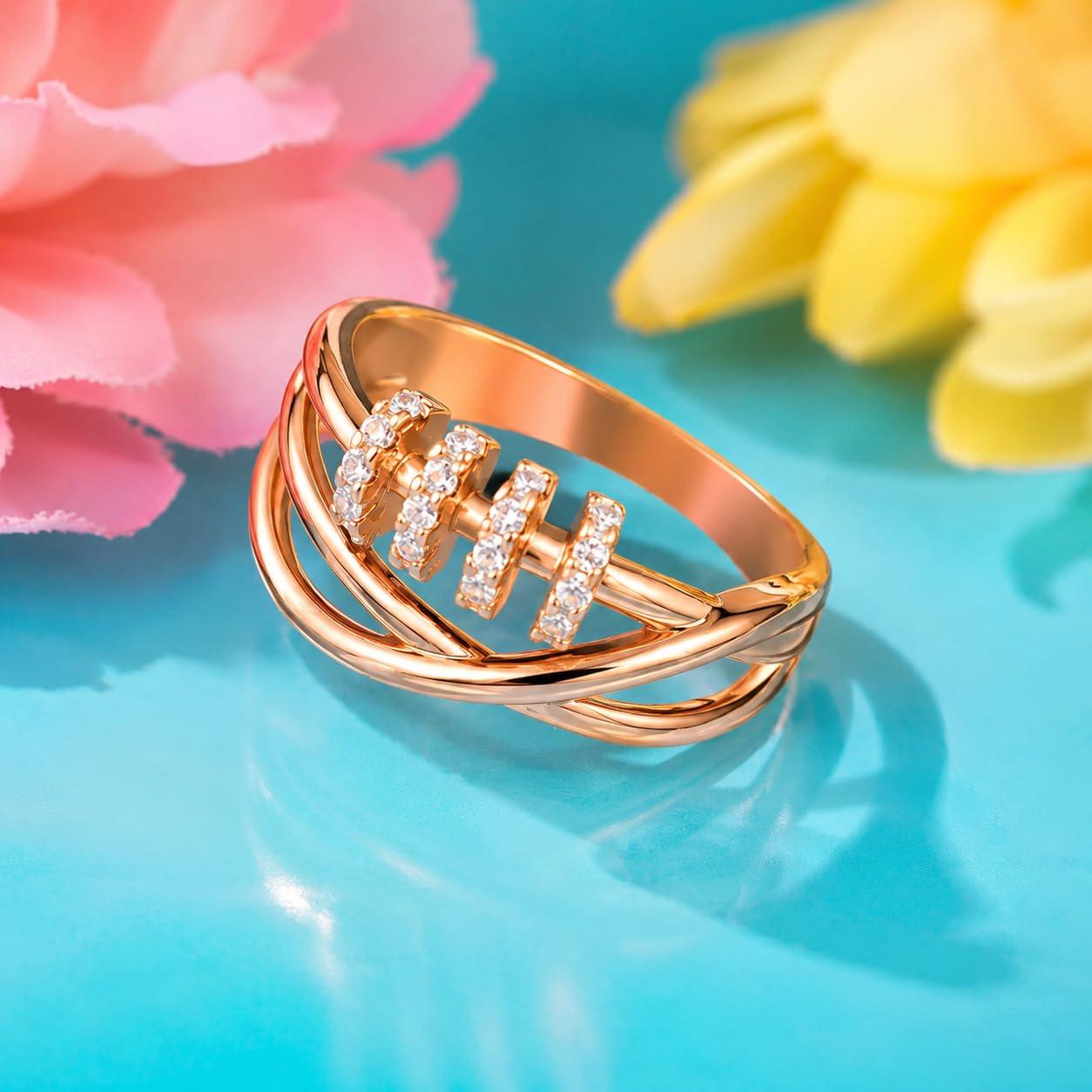 Forevershine Rose Gold Alloy American Diamond Cubic Zirconia Geometric Minimal Round Adjustable Ring For Women & Girls Fashion Jewellery, Party, Wedding Gift - Image 5