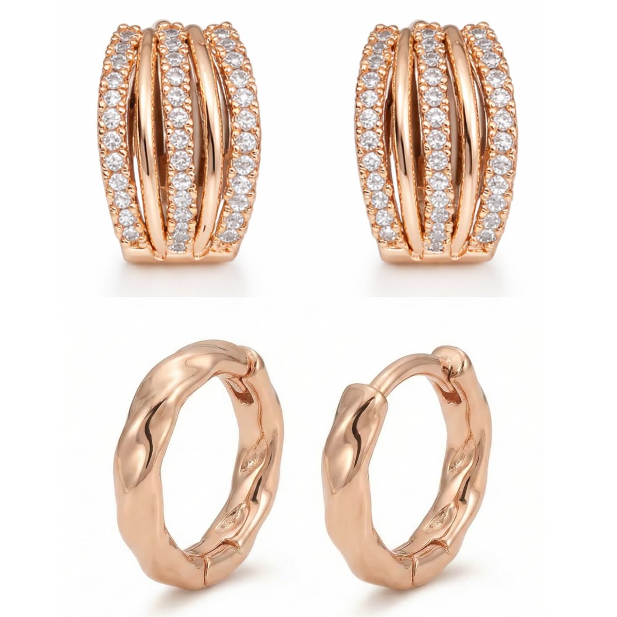 Forevershine Rose Gold Metal American Diamond Cubic Zirconia Classic Traditional Western Hoop Earrings For Women & Girls Fashion Jewellery, Party, Wedding Gift - Image 6