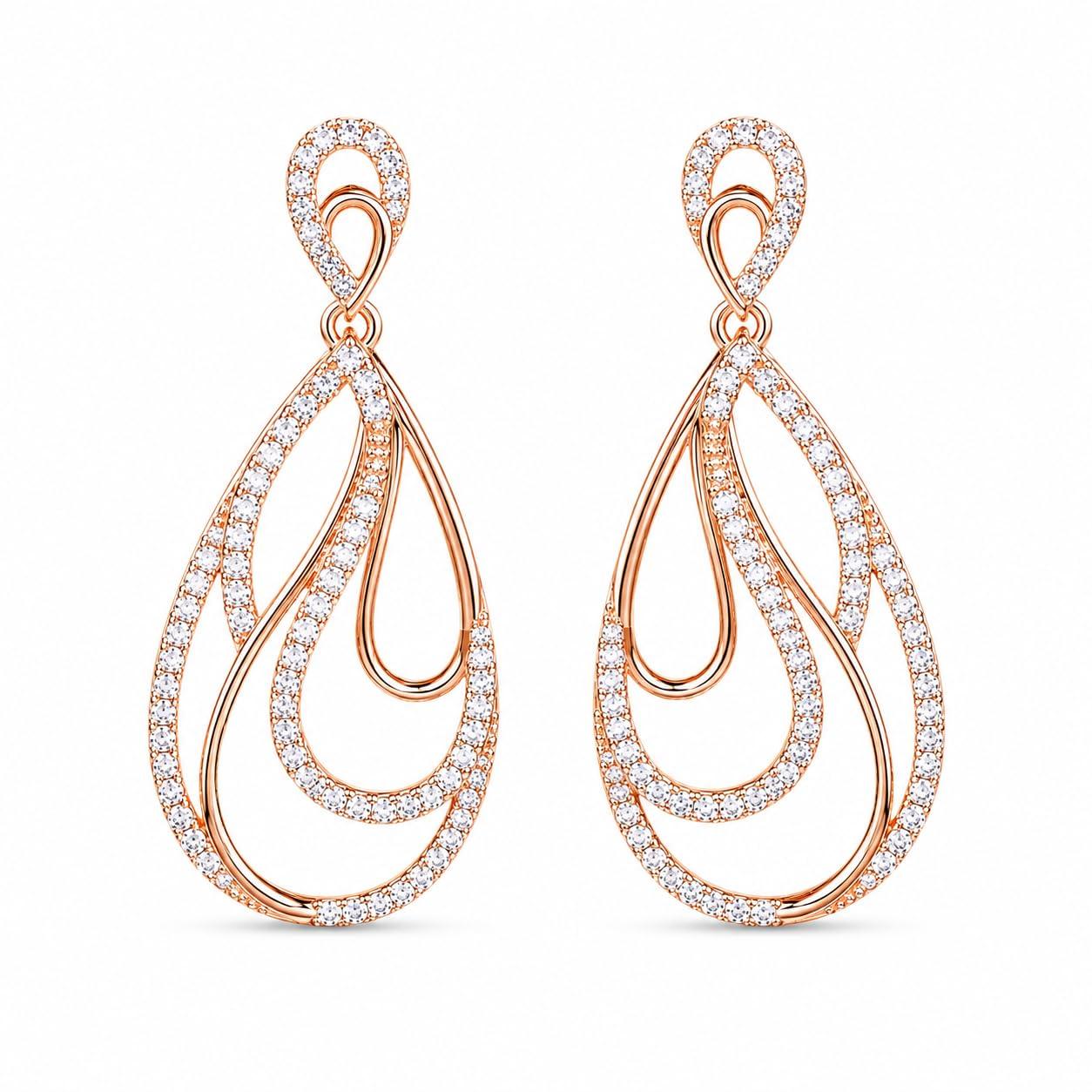 Forevershine Rose Gold & White Alloy American Diamond Cubic Zirconia Infinity Minimal Drop Stud Earrings For Women & Girls Fashion Jewellery, Party, Wedding Gift - Image 6