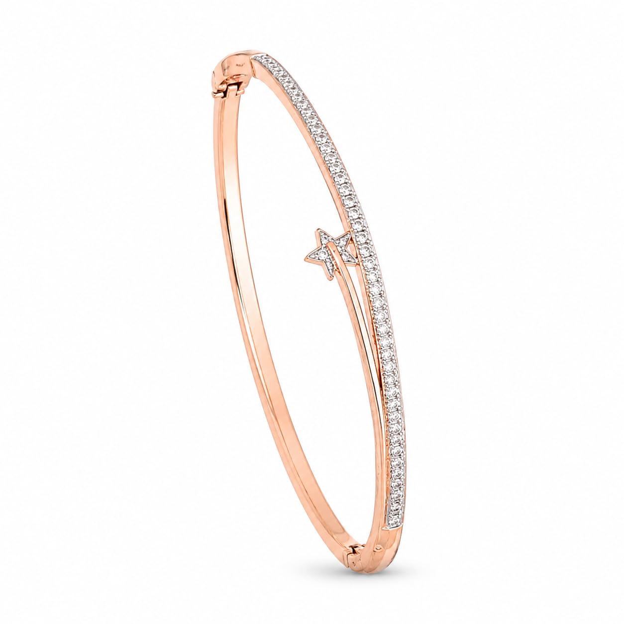 Forevershine Rose Gold & Silver Alloy American Diamond Cubic Zirconia Ribbon Star Celestial Bracelet Kada For Women & Girls Fashion Jewellery, Party, Wedding Gift - Image 9