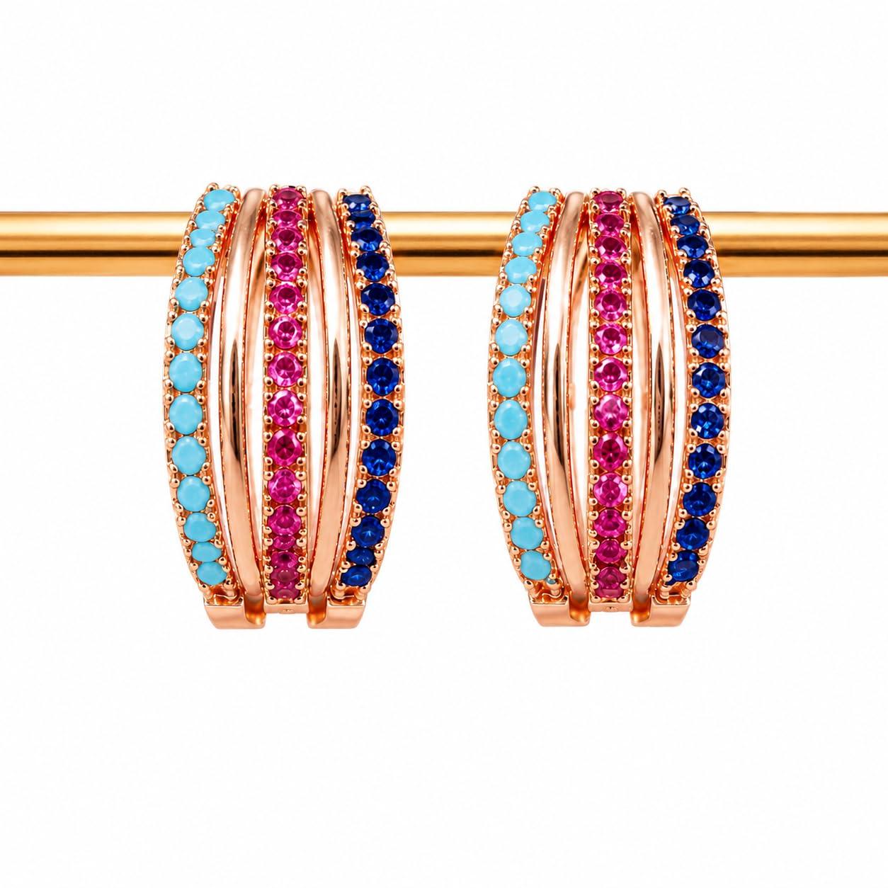 Forevershine Rose Gold Alloy American Diamond Cubic Zirconia Bow Hoop Earrings For Women & Girls Fashion Jewellery, Party, Wedding Gift