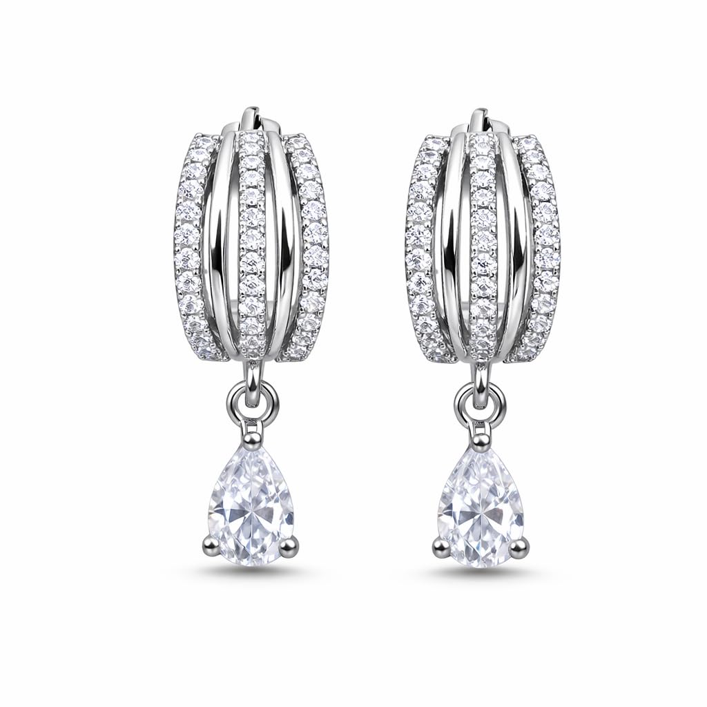 Forevershine Anti Tarnish Rose Gold & Silver Rose Gold Plating American Diamond Cubic Zirconia Minimal Drop Classic Hoop Earrings For Women & Girls Fashion Jewellery, Party, Wedding Gift - Image 12
