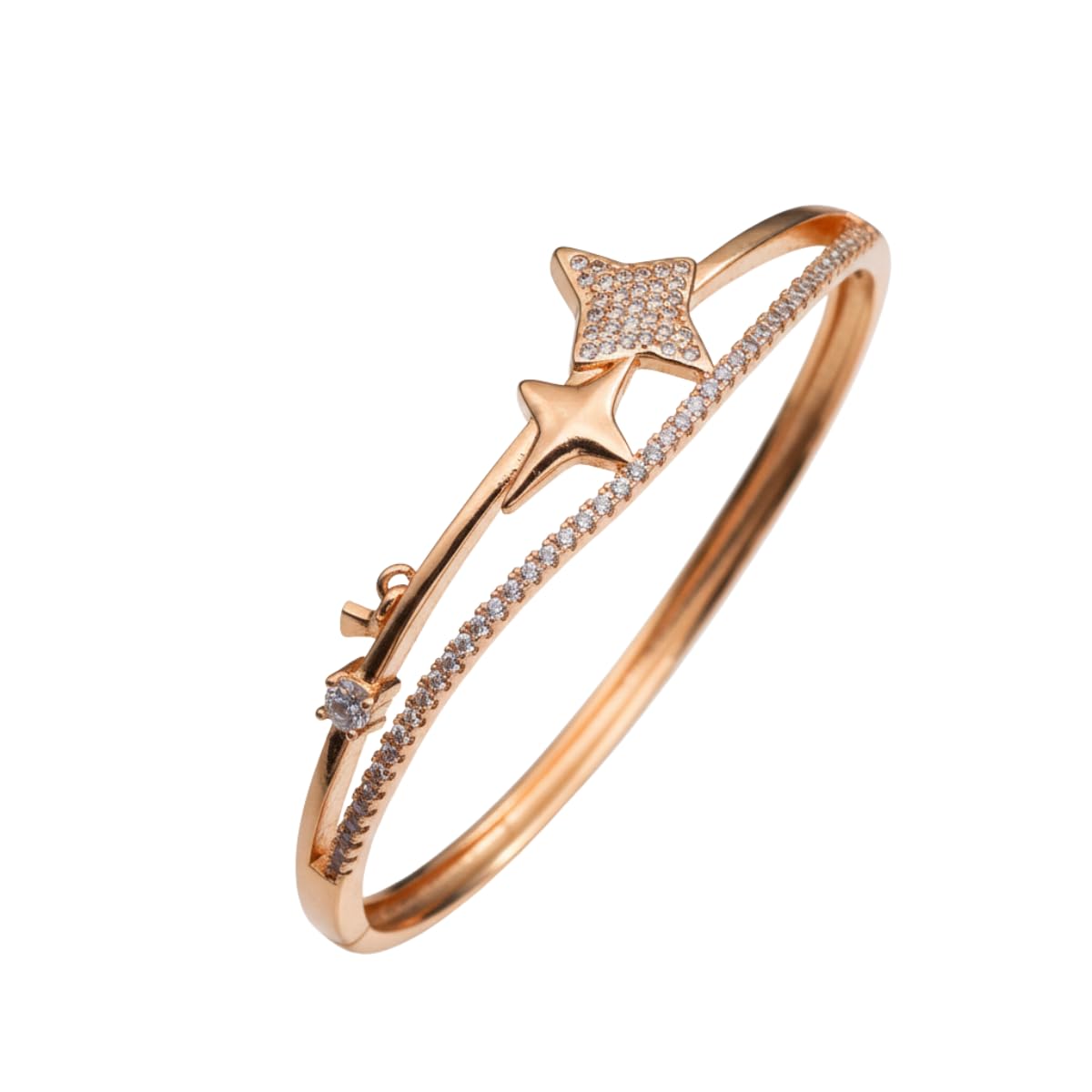 Forevershine Anti Tarnish Rose Gold Alloy American Diamond Cubic Zirconia Star Celestial Bracelet Kada For Women & Girls Fashion Jewellery, Party, Wedding Gift
