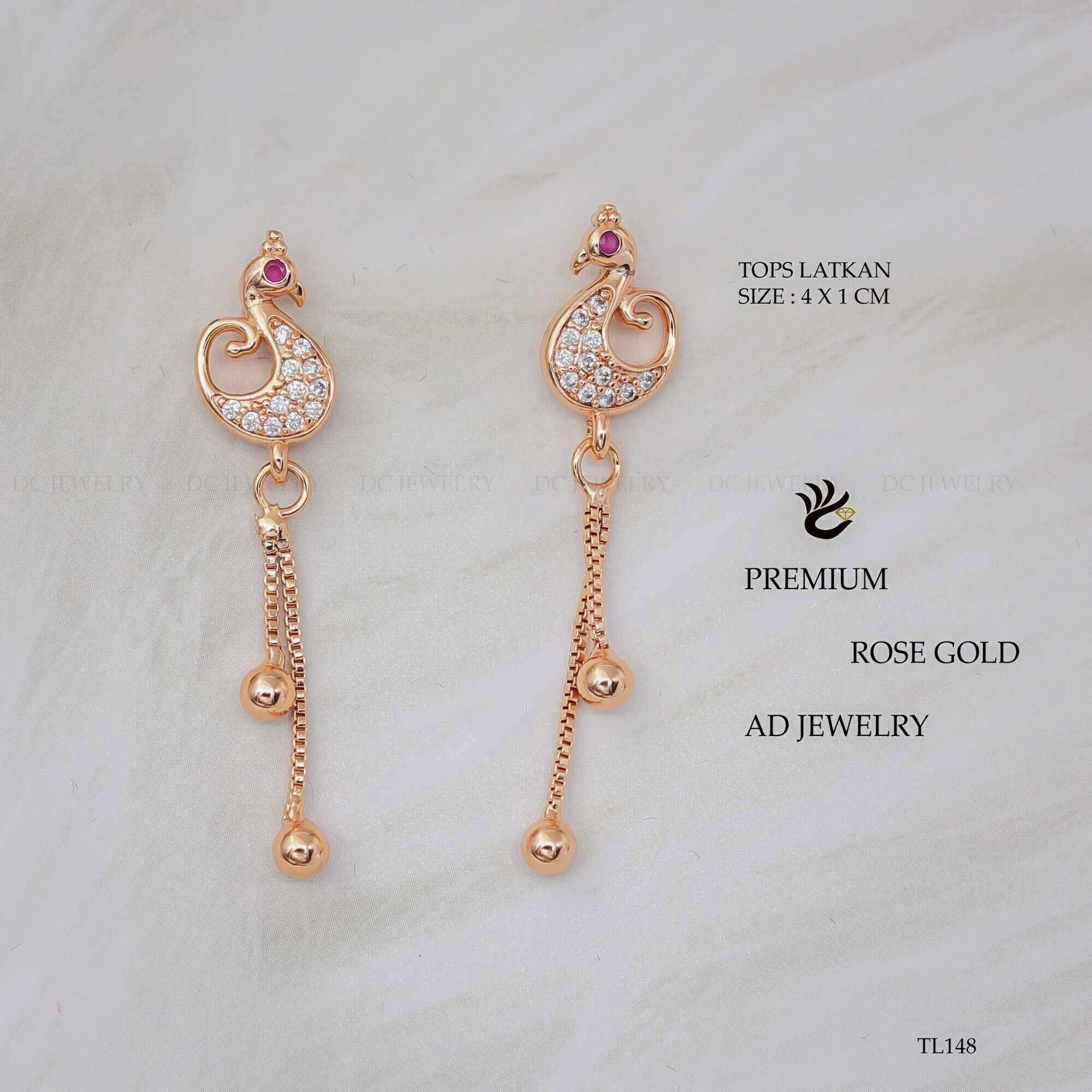 Forevershine Anti Tarnish Rose Gold Crystal Drop Earrings With Ruby Accents, Dangle Design, Cubic Zirconia Embellished Crescent Moon Shape|lightweight|gift For Her|for Women & Girls - Image 3