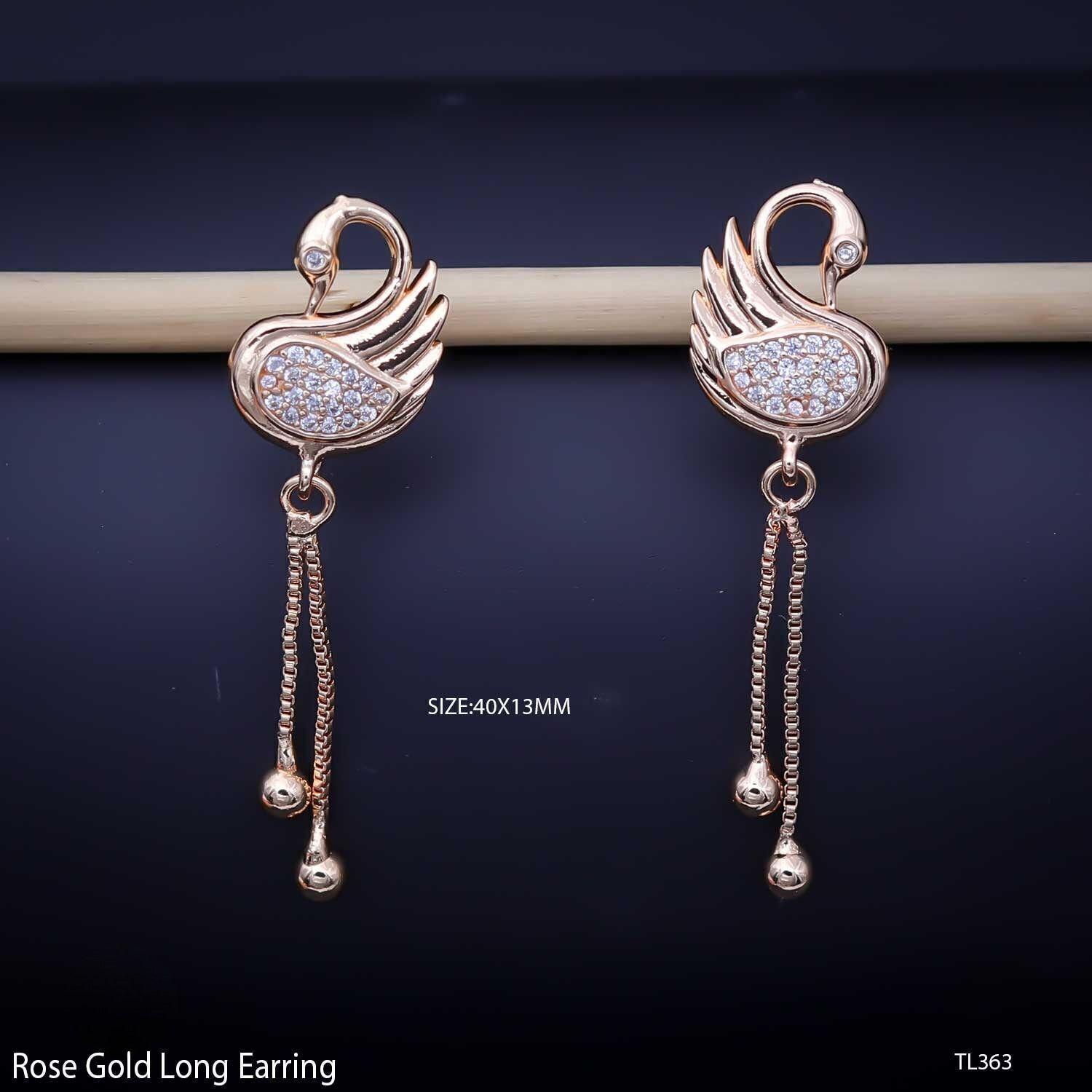Forevershine Anti Tarnish Rose Gold Swan Earrings With Cubic Zirconia, Dangle Drop Design, Chain Tassel|lightweight|gift For Her|skin Friendly & Hypoallergenic|stylish Jewelry For Women & Girls - Image 3